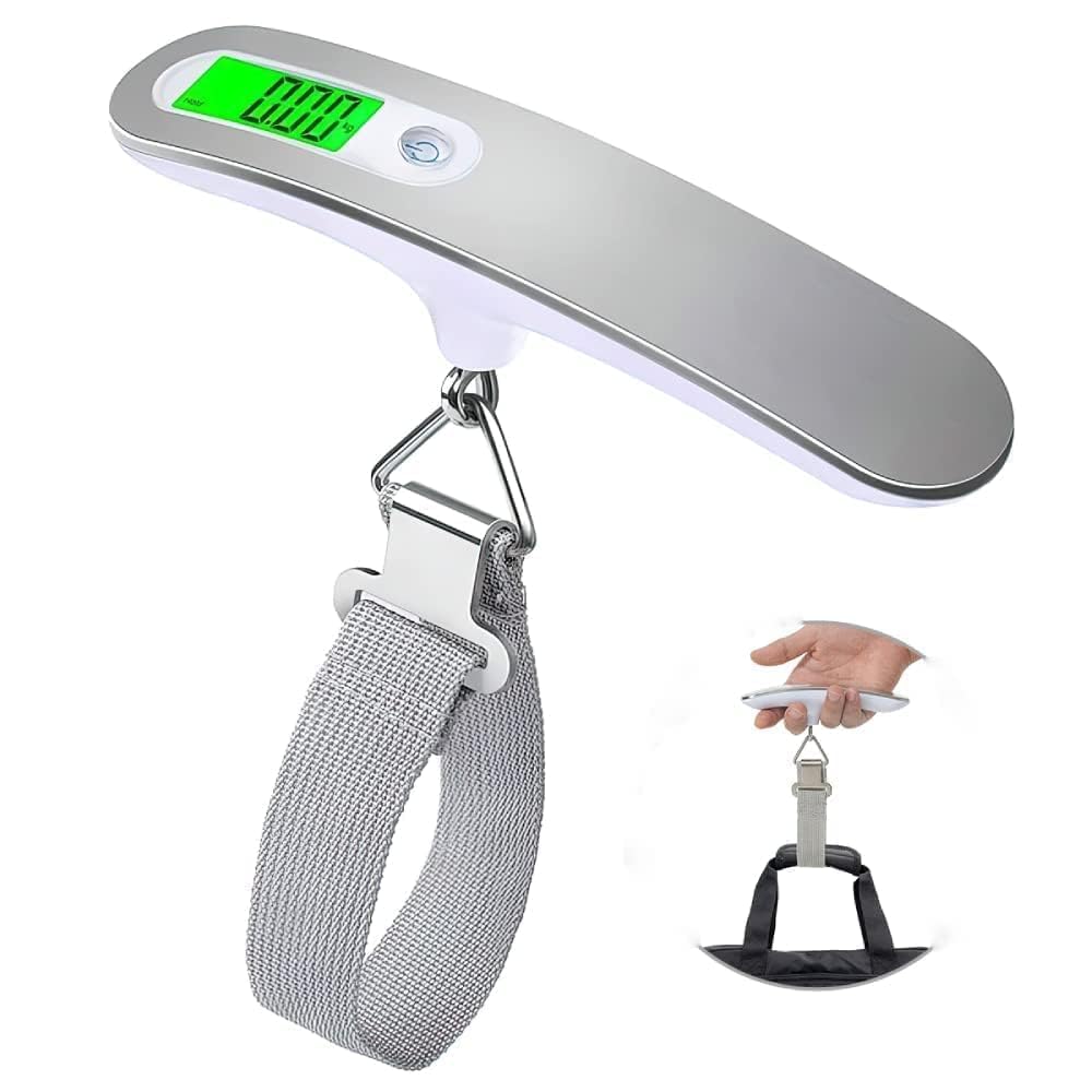 EcoNour Luggage Scale Portable Digital Weight Scale for Travel Suitcase Weigher with Tare Function 110 Lb/ 50Kg Capacity with Backlit Tare Function Lightweight for Bags, Travel, Flights