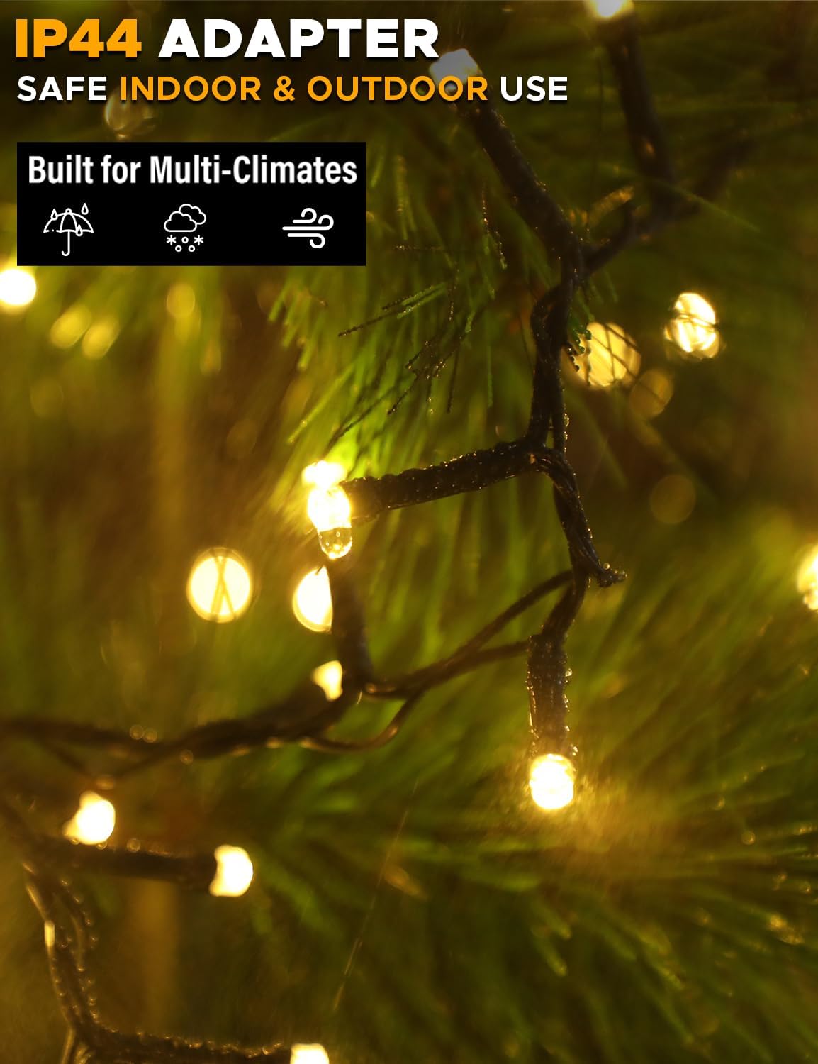 EcoNour Christmas Tree Lights, Cluster Compact 1500 LED Warm White | 8 Hrs On Timer, 8 Light Mode, 2.5cm Bulb Distance Fairy String Lights Plug in - Timer and Memory Functions -Outdoor/Indoor Use