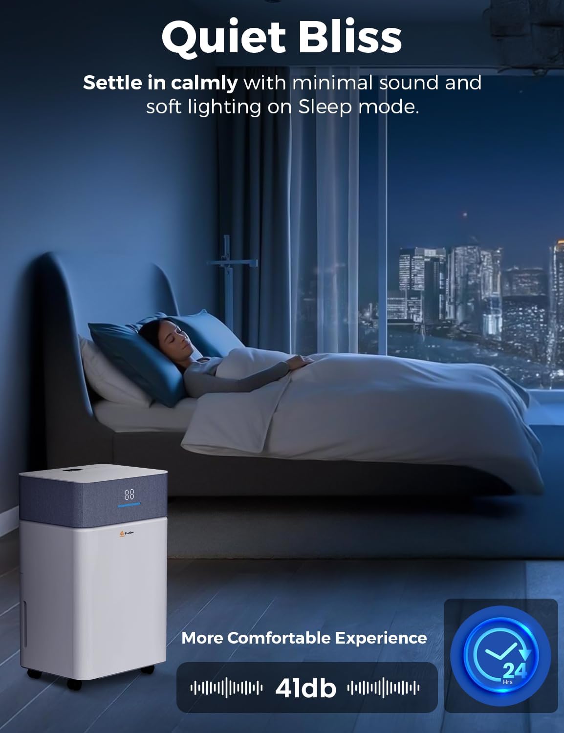 EcoNour Smart 20L WiFi Dehumidifier with Auto-Humidity Control | LED Display, 4.5L Tank, Laundry Dry Mode, 24-Hr Timer & Quiet Operation | Continuous Drain Option for Home, Bedroom, Basement & Garage