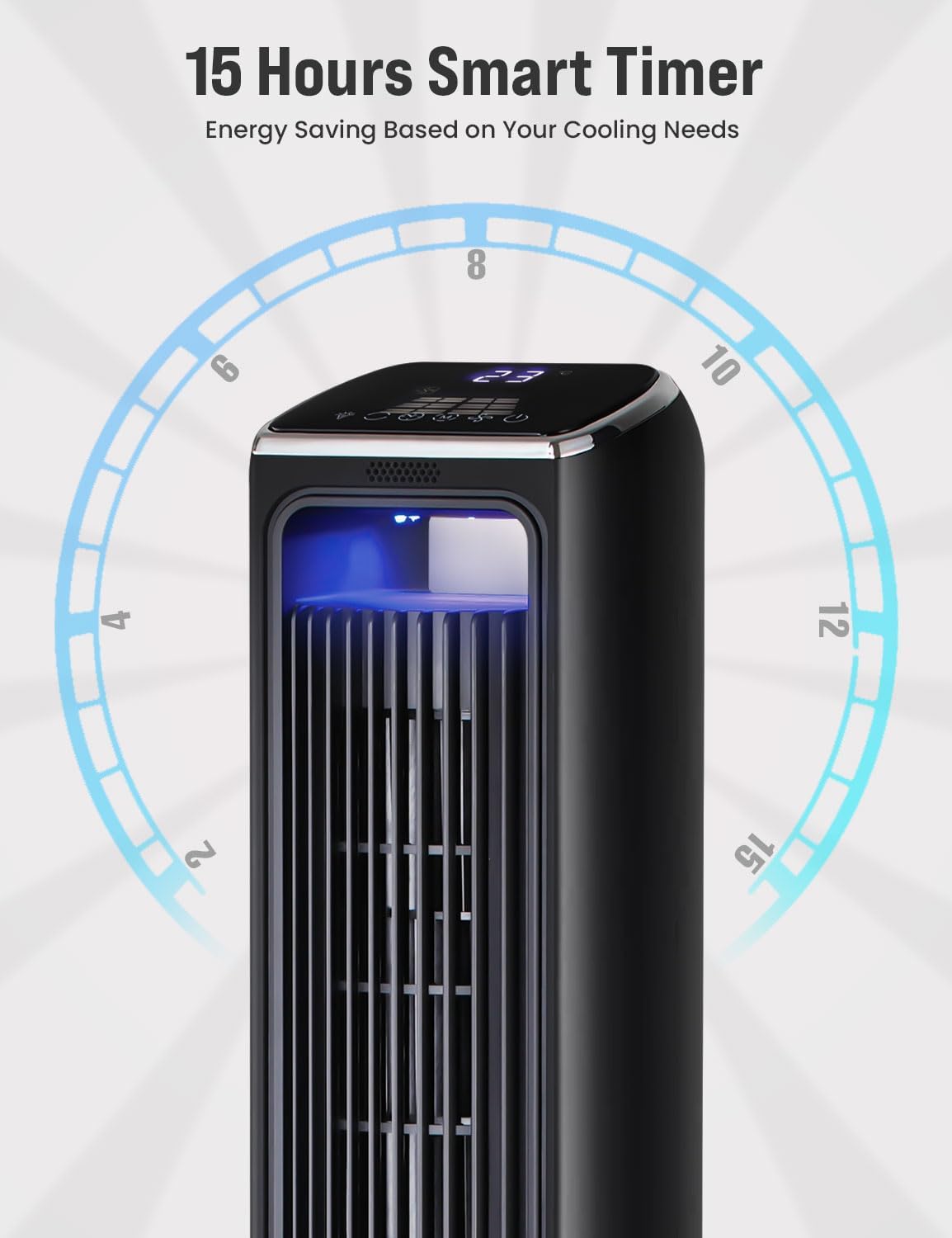 EcoNour 42-Inch Smart Tower Fan | Oscillating Quite Cooling Fan with WiFi/Alexa/Remote Control | 12 Speeds, 3 Modes, 15H Auto Timer | LED Touch Display, Bladeless Design Fans for Bedroom & Office