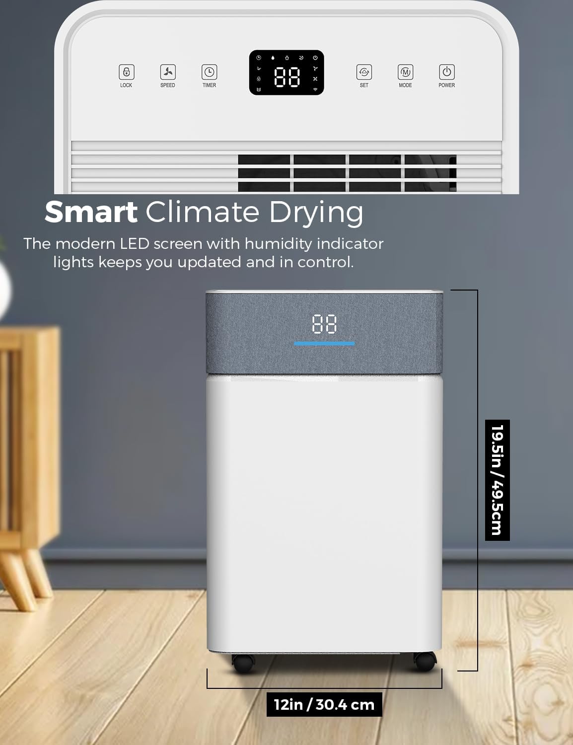 EcoNour Smart 20L WiFi Dehumidifier with Auto-Humidity Control | LED Display, 4.5L Tank, Laundry Dry Mode, 24-Hr Timer & Quiet Operation | Continuous Drain Option for Home, Bedroom, Basement & Garage