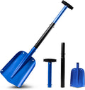 EcoNour 32" Multipurpose Snow Shovel for Car Driveway | Lightweight Aluminum Car Shovel for Snow, Sand, and Garden Use | Heavy-Duty, Foldable 3-Piece Shovel for Car, Home, and Outdoors (Blue)