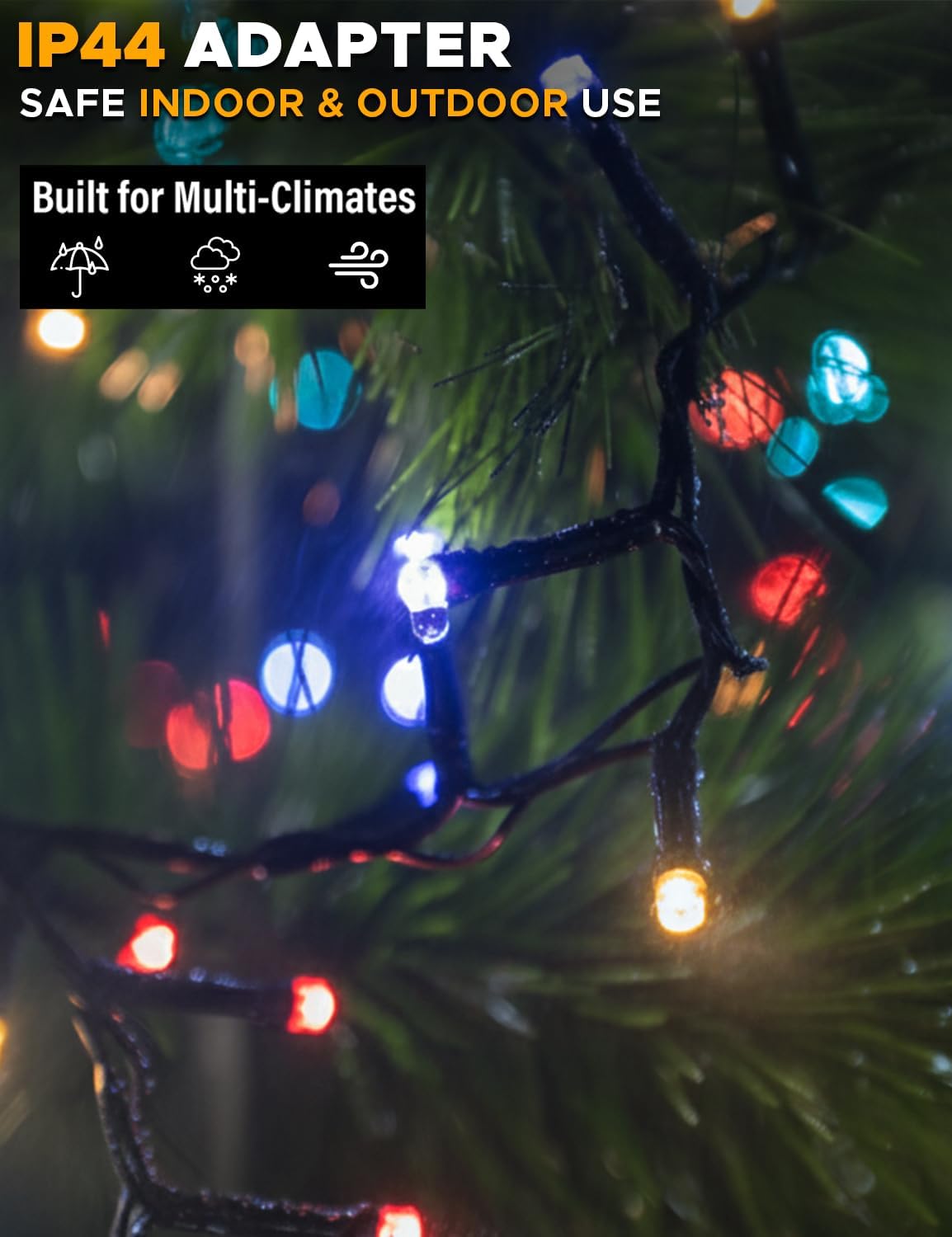 EcoNour Christmas Tree Lights, Cluster Compact 1000 LED Multi Color | 8 Hrs On Timer, 8 Light Mode, 2.5cm Bulb Distance Fairy String Lights Plug in - Timer and Memory Functions -Outdoor/Indoor Use