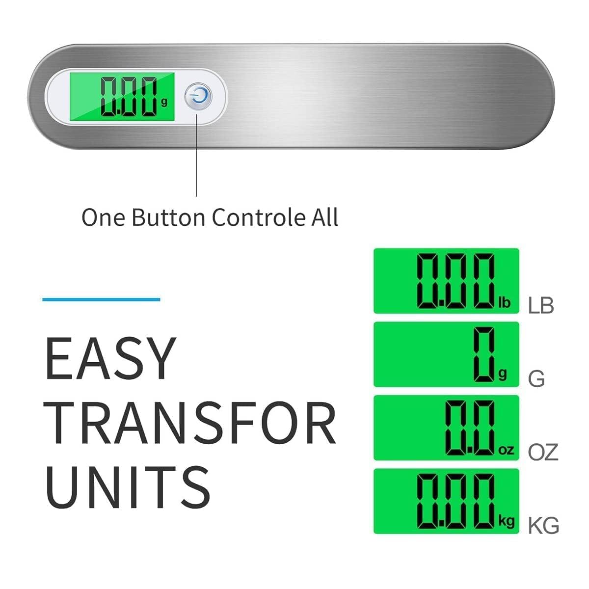 EcoNour Luggage Scale Portable Digital Weight Scale for Travel Suitcase Weigher with Tare Function 110 Lb/ 50Kg Capacity with Backlit Tare Function Lightweight for Bags, Travel, Flights
