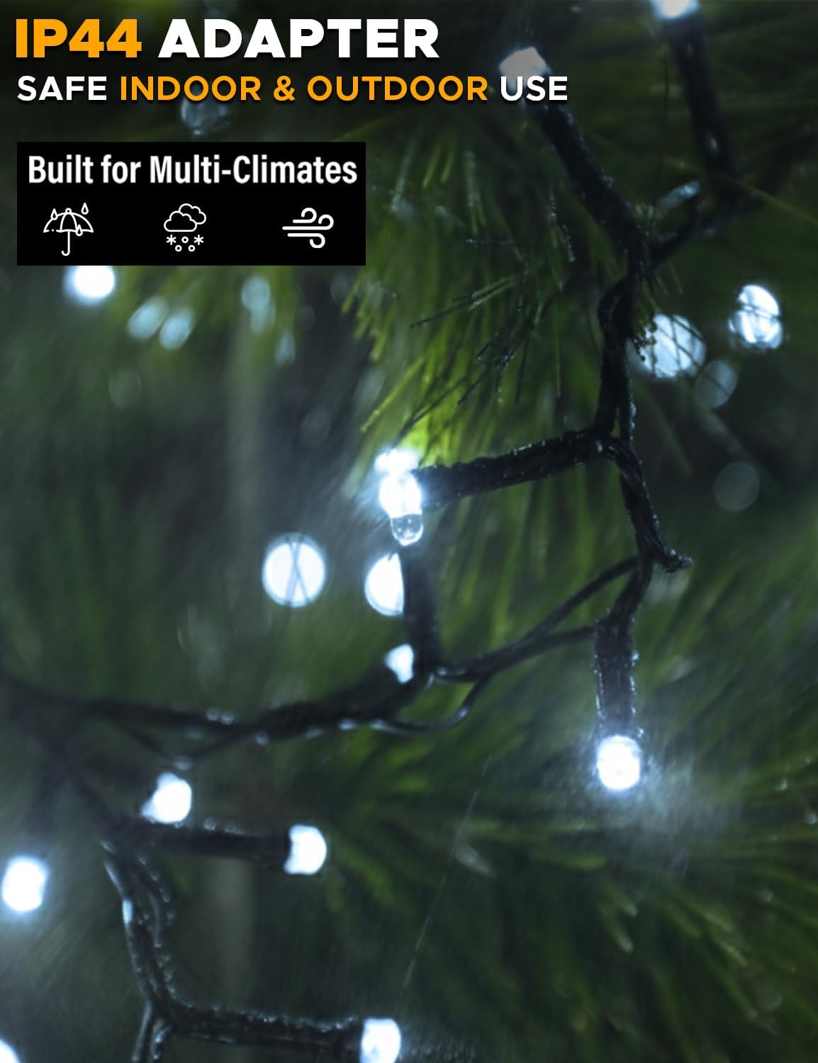 EcoNour Christmas Tree Lights, Cluster Compact 500 LED Cool White | 8 Hrs On Timer, 8 Light Mode, 2.5cm Bulb Distance Fairy String Lights Plug in - Timer and Memory Functions -Outdoor/Indoor Use