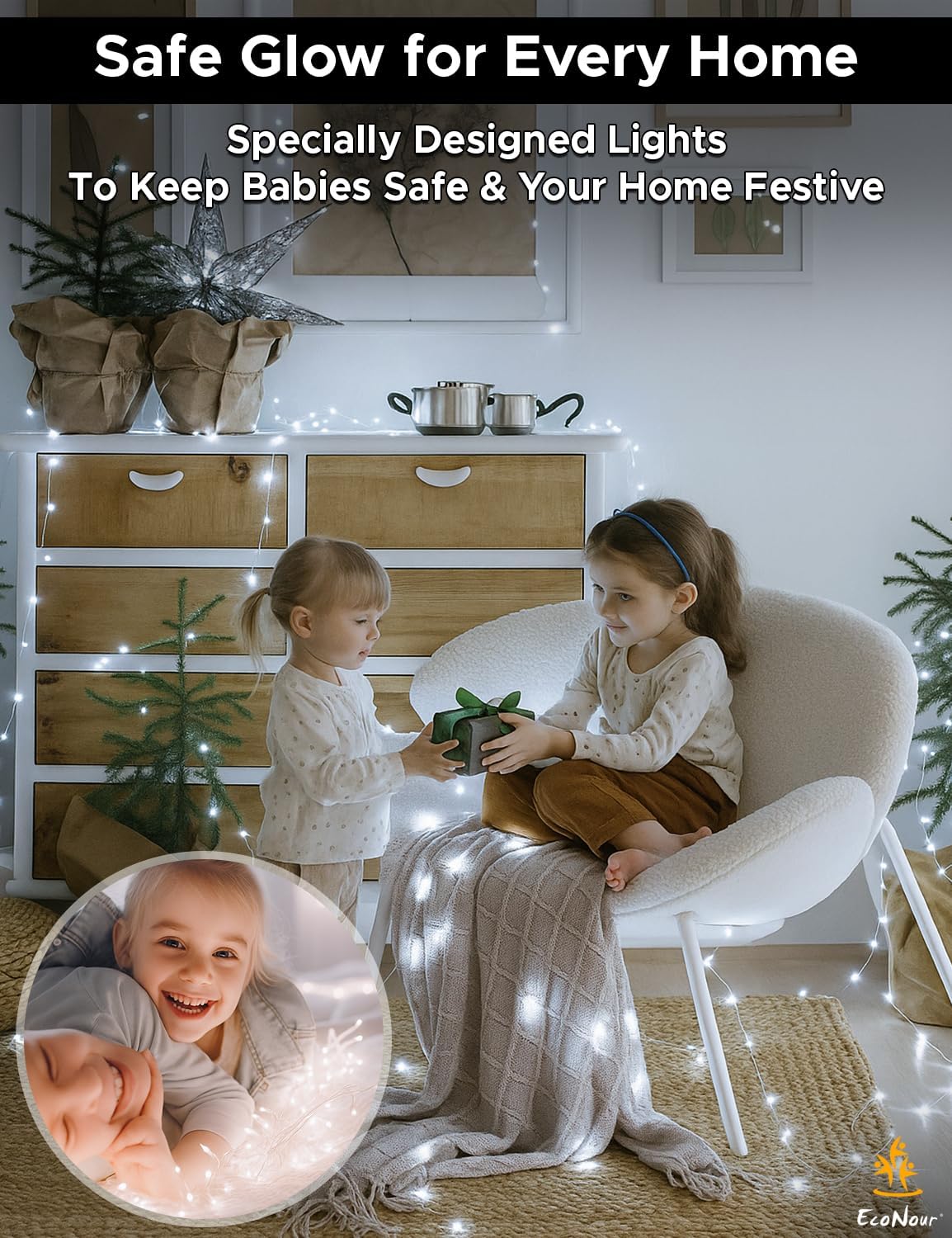 EcoNour String Lights 1500 LED 100m String Tree Lights for Indoor & Outdoor Cool White Decorations Fairy String Lights for Xmas Garden Bedroom & Party | Mains Powered Clear Cable