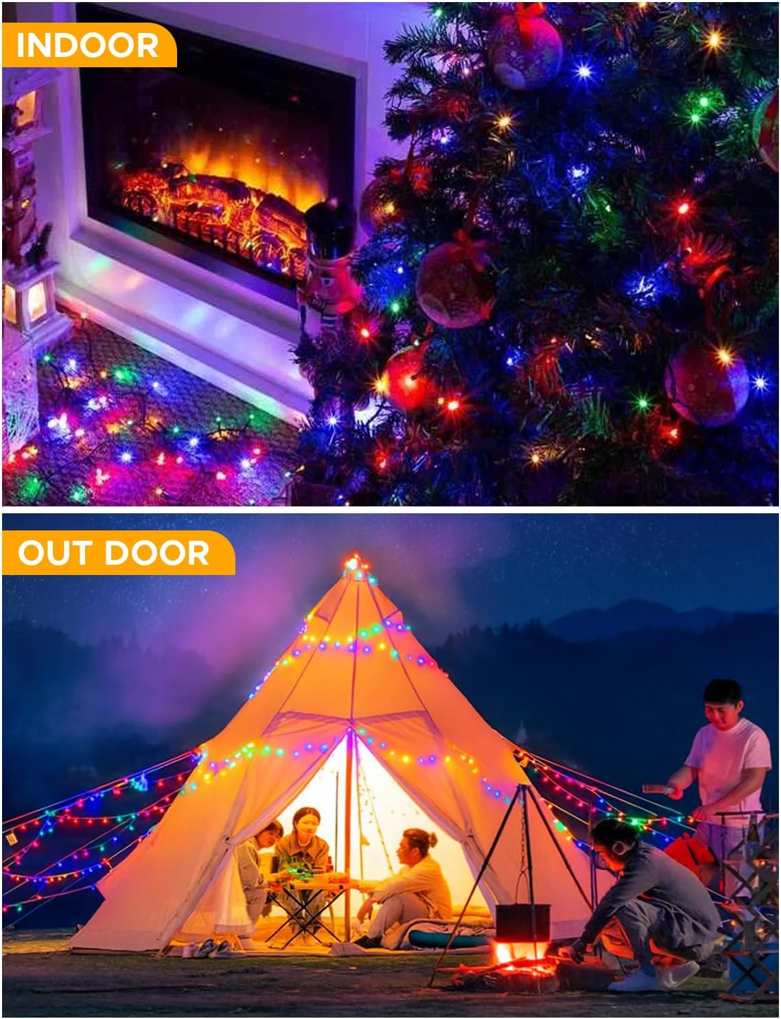 EcoNour Christmas Tree Lights, Cluster Compact 1000 LED Multi Color | 8 Hrs On Timer, 8 Light Mode, 2.5cm Bulb Distance Fairy String Lights Plug in - Timer and Memory Functions -Outdoor/Indoor Use