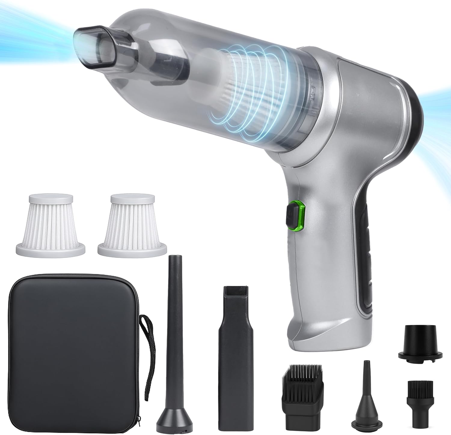 EcoNour Handheld Vacuum Cleaner, Cordless Car Vacuum Cleaner, with Multiple Brush Heads High Power Hand Held Vacuum Cordless, for Office, Home Kitchen, Car,Pet Hair - Grey