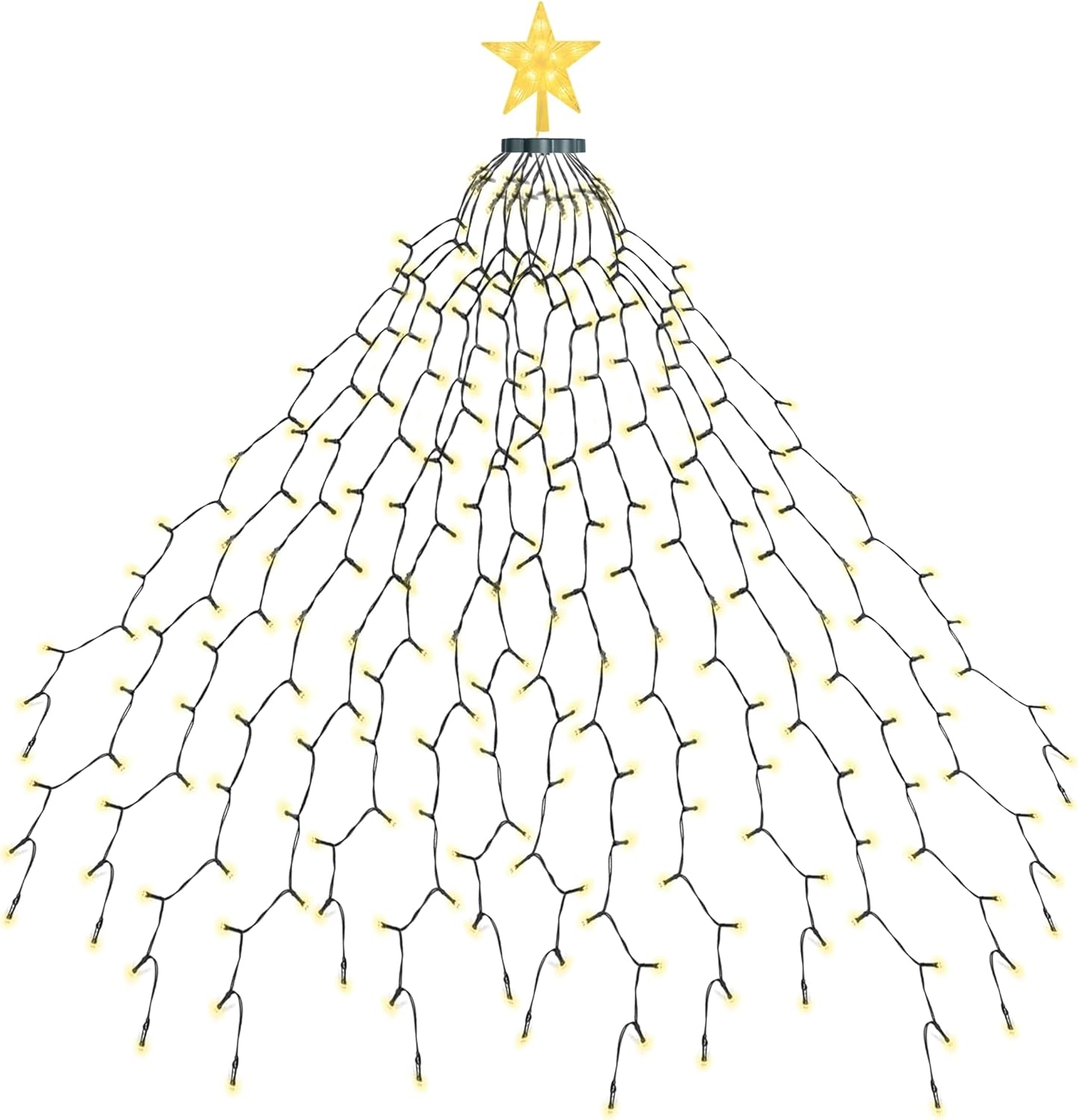 EcoNour 2m Cluster Tree Lights | 400 LED String Lights with Ring and 16 Garlands | 8 Modes LED String Lights for Christmas Trees (210cm & 240cm) | Warm White Light for Indoor and Outdoor Use