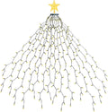 EcoNour 2m Cluster Tree Lights | 400 LED String Lights with Ring and 16 Garlands | 8 Modes LED String Lights for Christmas Trees (210cm & 240cm) | Warm White Light for Indoor and Outdoor Use