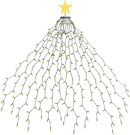 EcoNour 2m Cluster Tree Lights | 400 LED String Lights with Ring and 16 Garlands | 8 Modes LED String Lights for Christmas Trees (210cm & 240cm) | Warm White Light for Indoor and Outdoor Use