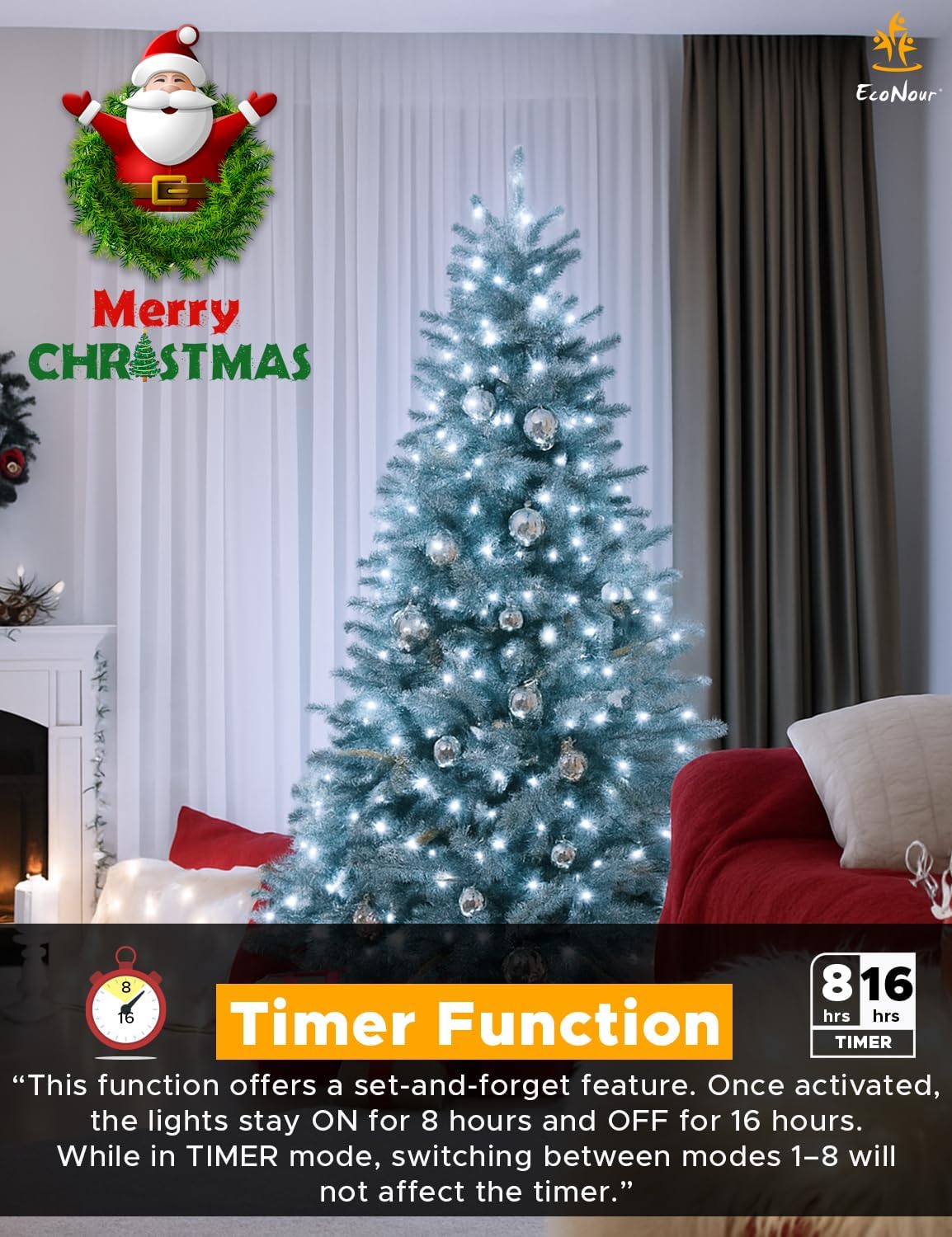 EcoNour String Lights 500 LED 30m String Tree Lights for Indoor & Outdoor Cool White Decorations Fairy String Lights for Xmas Garden Bedroom & Party | Mains Powered Clear Cable