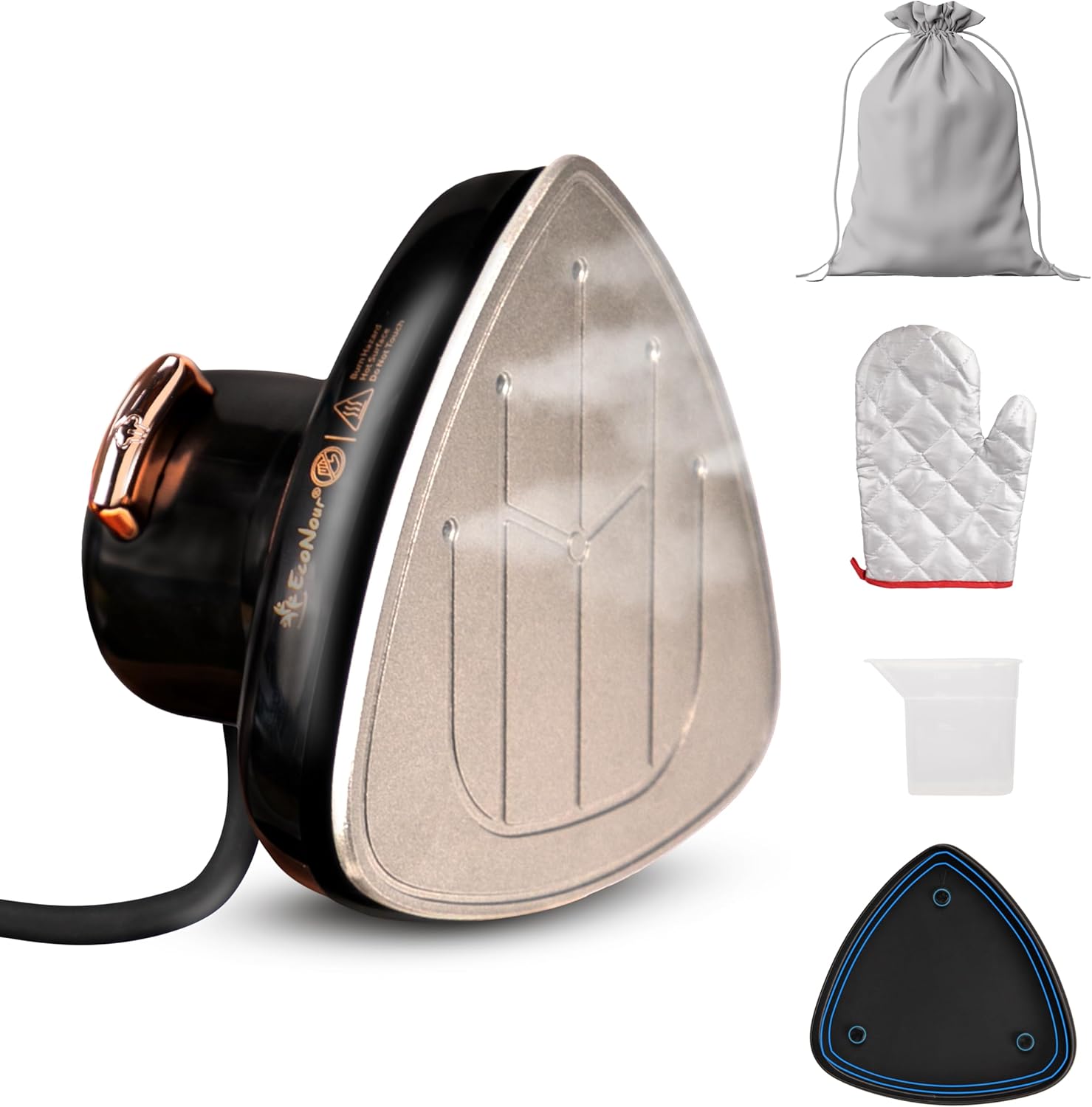 Econour Travel Mini Steam Iron for Clothes, Crafting, Quilting & Sewing - Portable Handheld Steamer With Safety Gloves and Storage Pouch