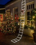 EcoNour Christmas Ladder Lights with Santa Claus - 400 LED Lights, 8 Light Modes, Timer Memory Function, Mains Powered, Indoor Outdoor Garden Tree Christmas Decorations (Cool White)