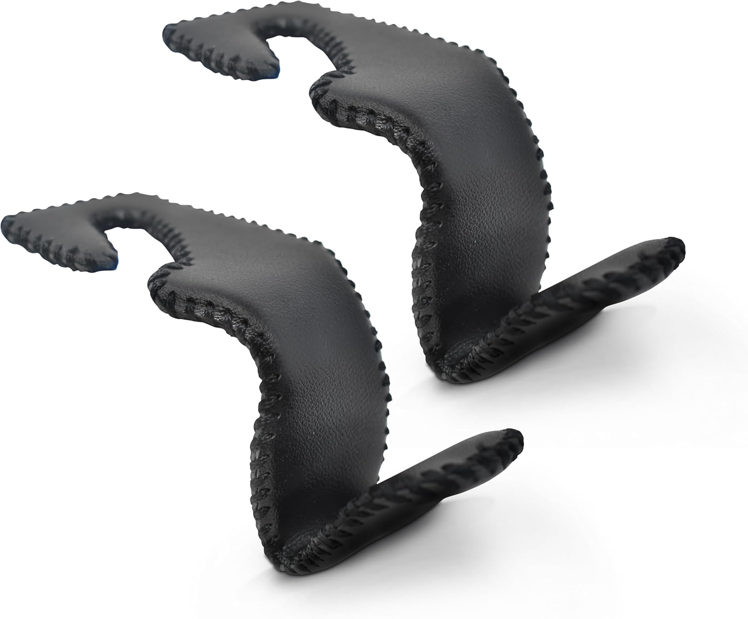 EcoNour Leather Car Seat Hooks (2 Pack Black) | Portable Bag Holder for Car to Keep Your Purse, Groceries & Handbags from Sliding Around | Headrest Hook with Crafted Stitches