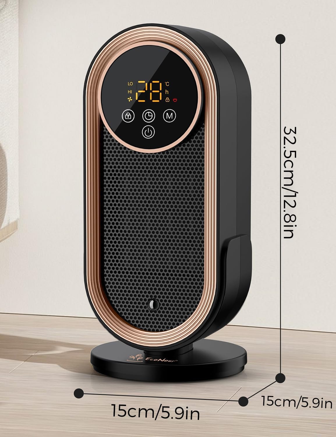 EcoNour Electric Heater, 1500 W Energy Efficient Space Silent Smart WiFi Room Heater, Portable Ceramic Room Heater with Thermostat, 3 Heat Modes, Fast Heating, Overheat & Tip-Over Safety Protection