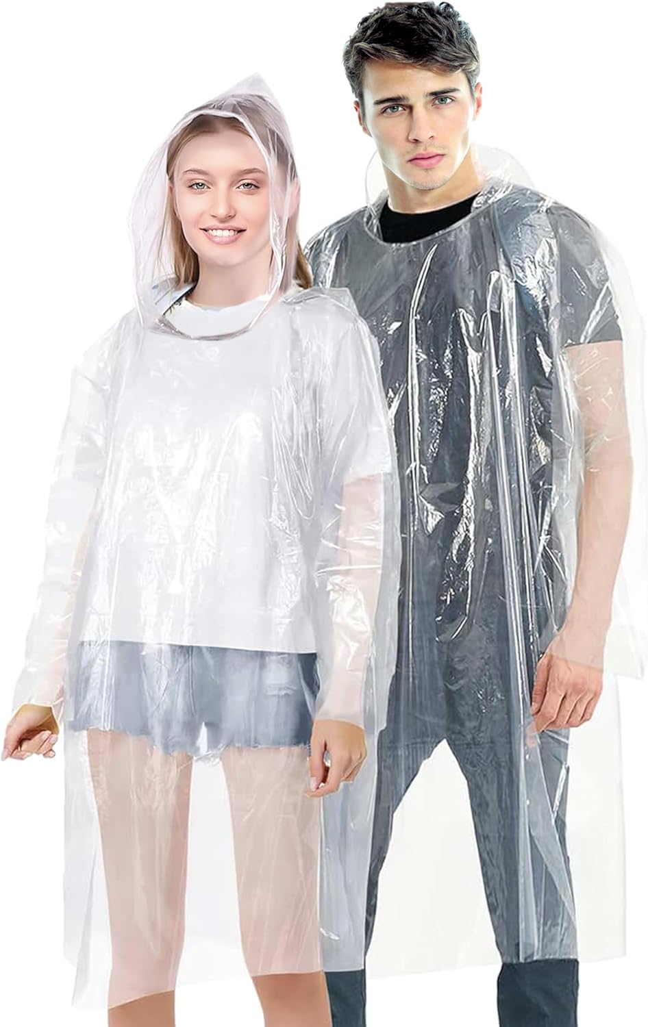 EcoNour Rain Poncho Adult, Rain Coat - Emergency Rain Ponchos for Adults, Rain Pancho Raincoat, Disposable Ponchos Family Pack, Ponchos Adult with Clear Hoodie Raincoat (Pack of 5)