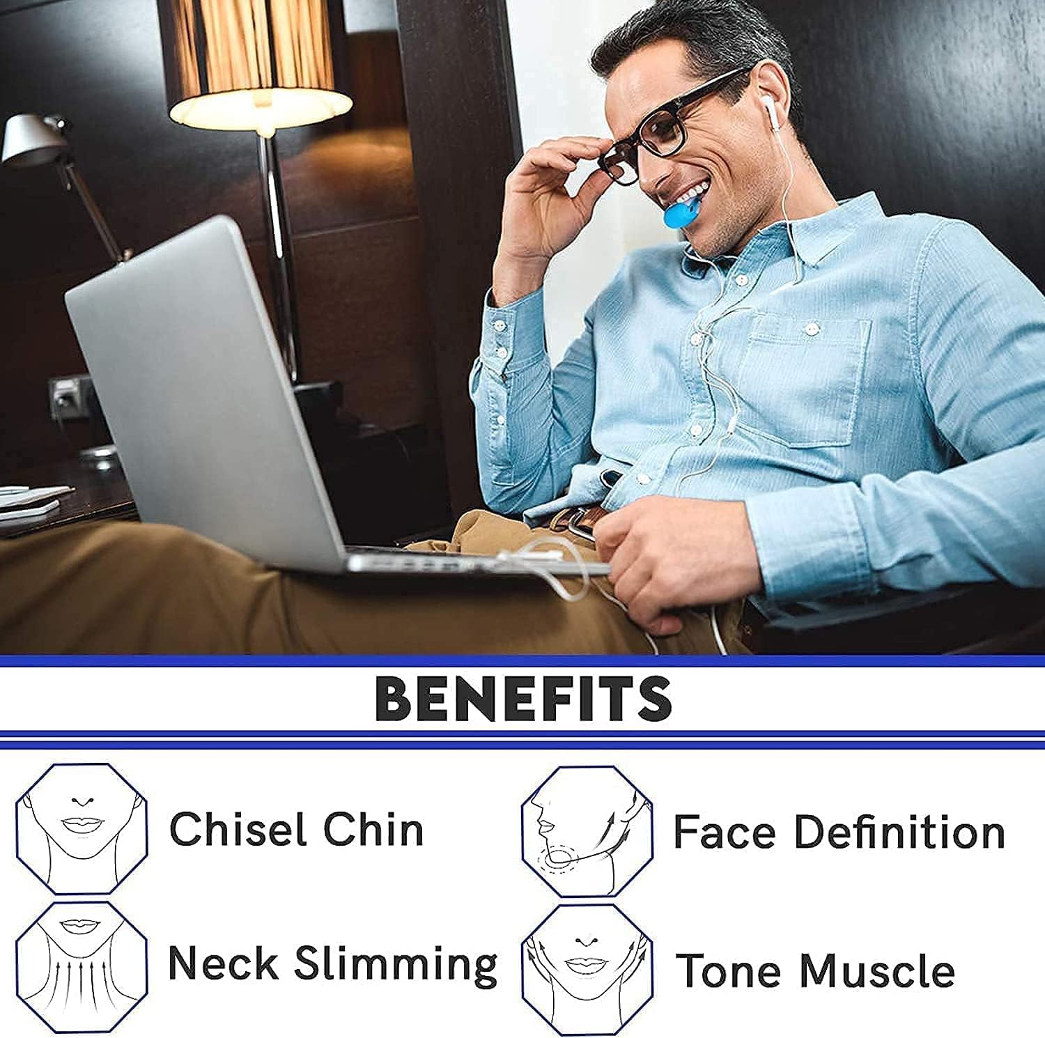 EcoNour Jaw Exerciser 3 Pack Jawline Toner Exerciser double chin removal & Enhancing Chiselled Jawline, Face Exerciser for Men & Women - With Necklace and Storage Containers