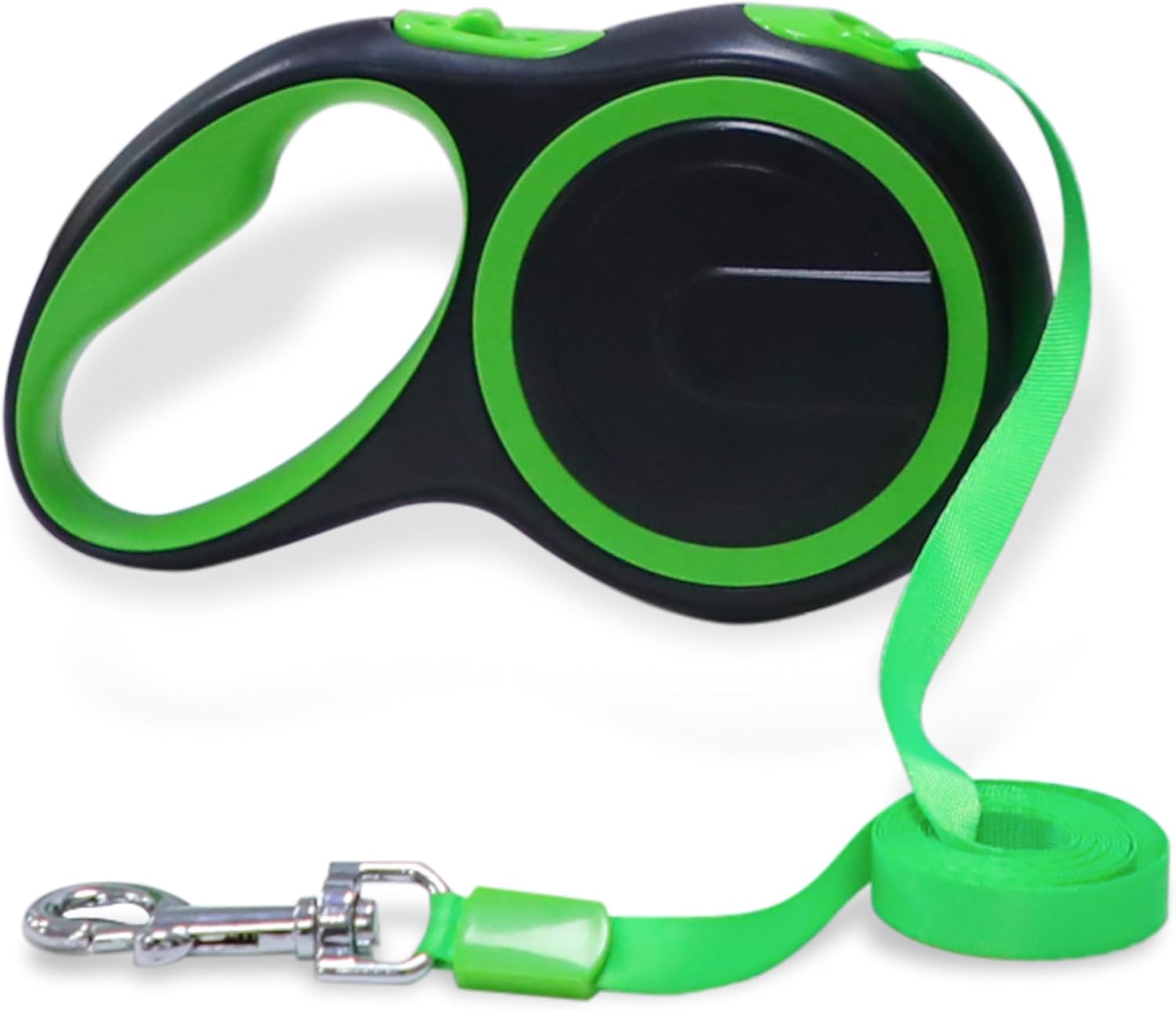 EcoNour 360° Tangle-Free Retractable Dog Leash | 5m Nylon Tape for Dogs Up to 20 Kg | Ergonomic Anti-Slip Handle | Durable Rust-Proof Swivel Hook | Easy One-Handed Break & Lock - Green