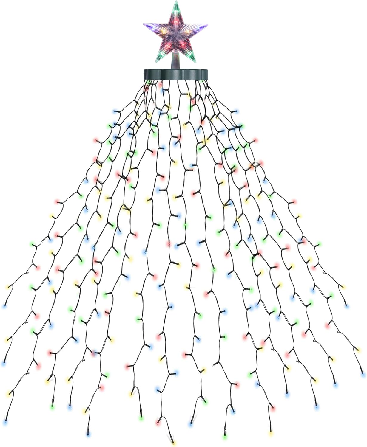 EcoNour 2m Cluster Tree Lights | 400 LED String Lights with Ring and 16 Garlands | 8 Modes LED String Lights for Christmas Trees (210cm & 240cm) | Multicolor Lights for Indoor and Outdoor Use
