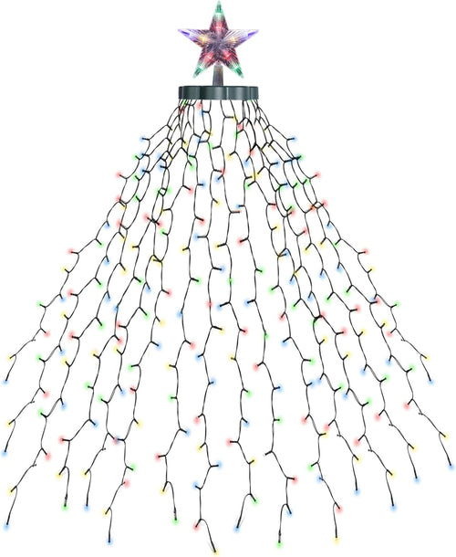 EcoNour 2m Cluster Tree Lights | 400 LED String Lights with Ring and 16 Garlands | 8 Modes LED String Lights for Christmas Trees (210cm & 240cm) | Multicolor Lights for Indoor and Outdoor Use