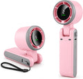 EcoNour Portable Handheld Turbo Fan - 5 Gear High Speed 4000mAh Rechargeable Mini Personal Hand Fan Blow Cold Air, Battery Operated Travel Essentials, Holiday Gifts for Women, Men - Pink