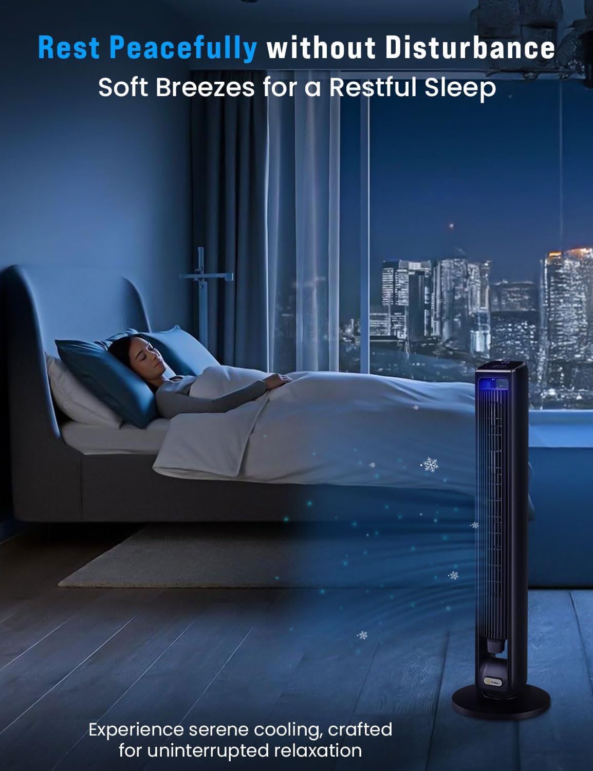 EcoNour 42-Inch Smart Tower Fan | Oscillating Quite Cooling Fan with WiFi/Alexa/Remote Control | 12 Speeds, 3 Modes, 15H Auto Timer | LED Touch Display, Bladeless Design Fans for Bedroom & Office