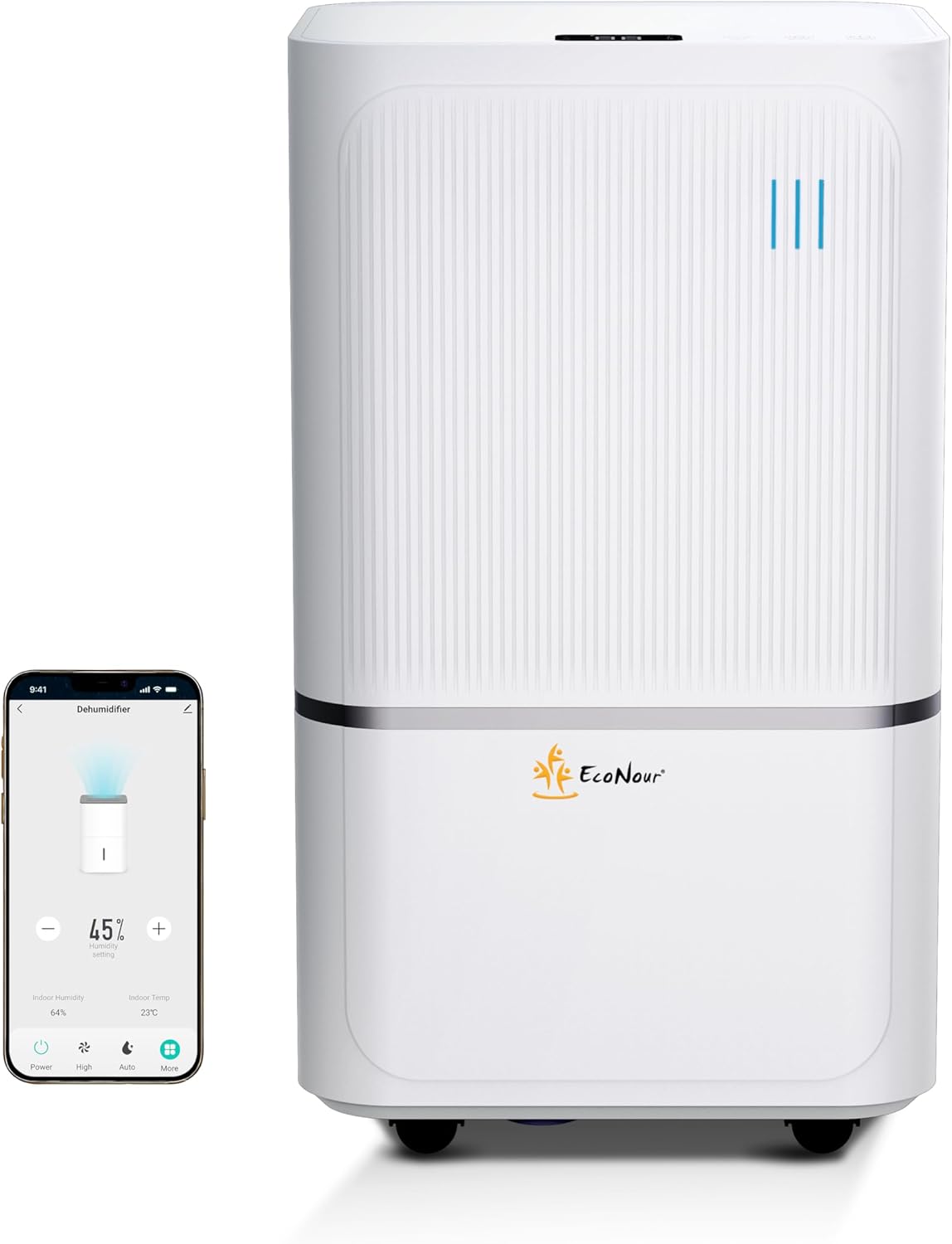 EcoNour 12L Smart WiFi Dehumidifier for Home, with Auto-Humidity Sensor, LED Display, Quiet, 24-Hour Timer & Continuous Drainage, Laundry Drying, Child Lock Protection – for Home, Bedroom & Bathroom
