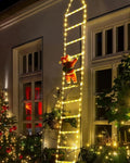 EcoNour Christmas Ladder Lights with Santa Claus - 200 LED Lights, 8 Light Modes, Timer Memory Function, Mains Powered, Indoor Outdoor Garden Tree Christmas Decorations (Warm White)