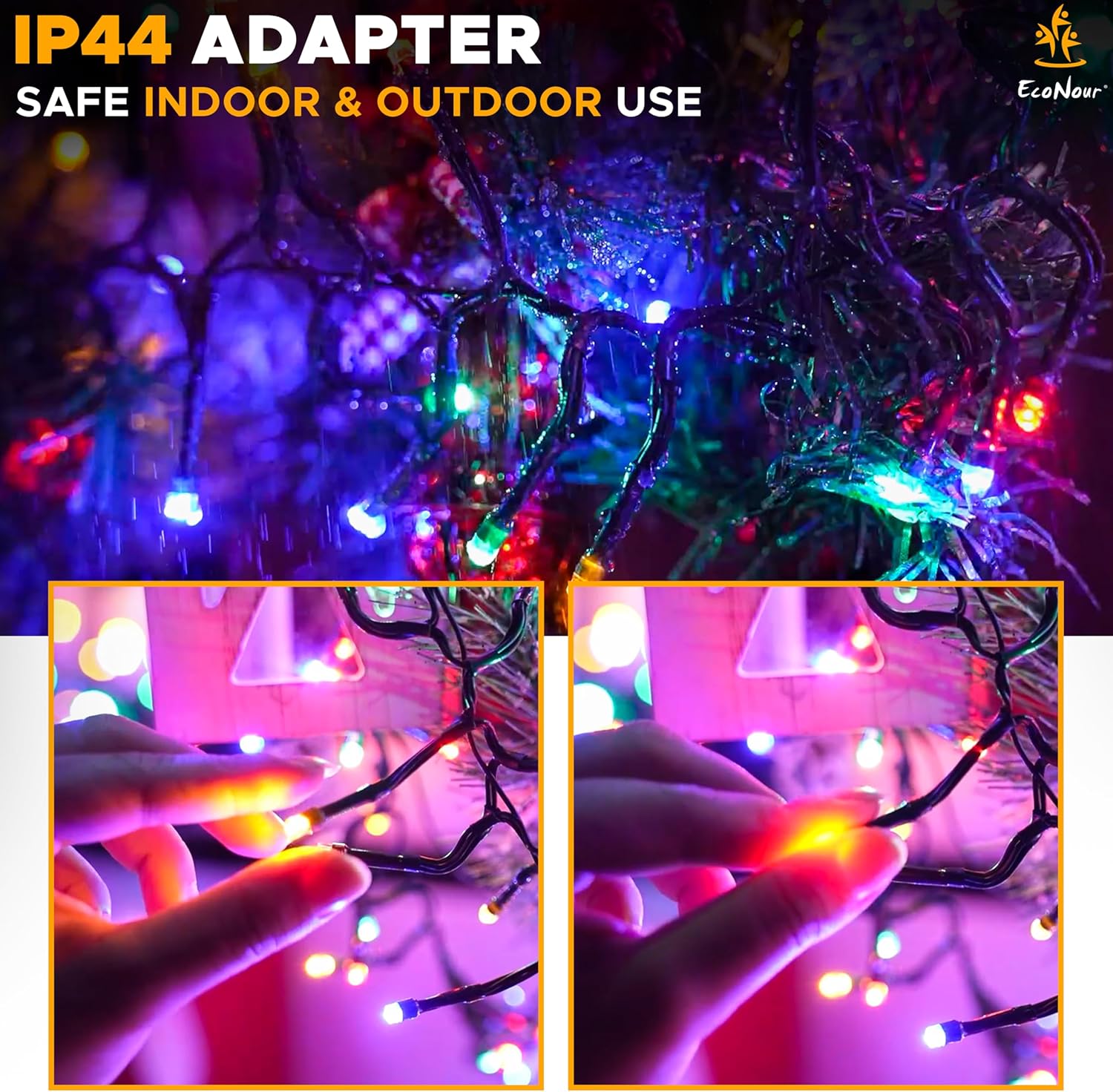 EcoNour Christmas Tree Cluster Lights - 2000 LED - Multi-Color - 6 Hours Timer, 8 Lighting Modes, Plug-in, Waterproof for Indoor & Outdoor Use - 20m Lit Length