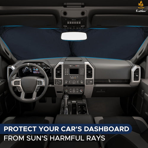 EcoNour Car Shade Front Windshield | Windshield Dash Protector for Maximum UV Rays and Sun Heat Protection | Sun Visor Car Interior Accessory for Cooler Interior | X-Large (69 x 35 inches)