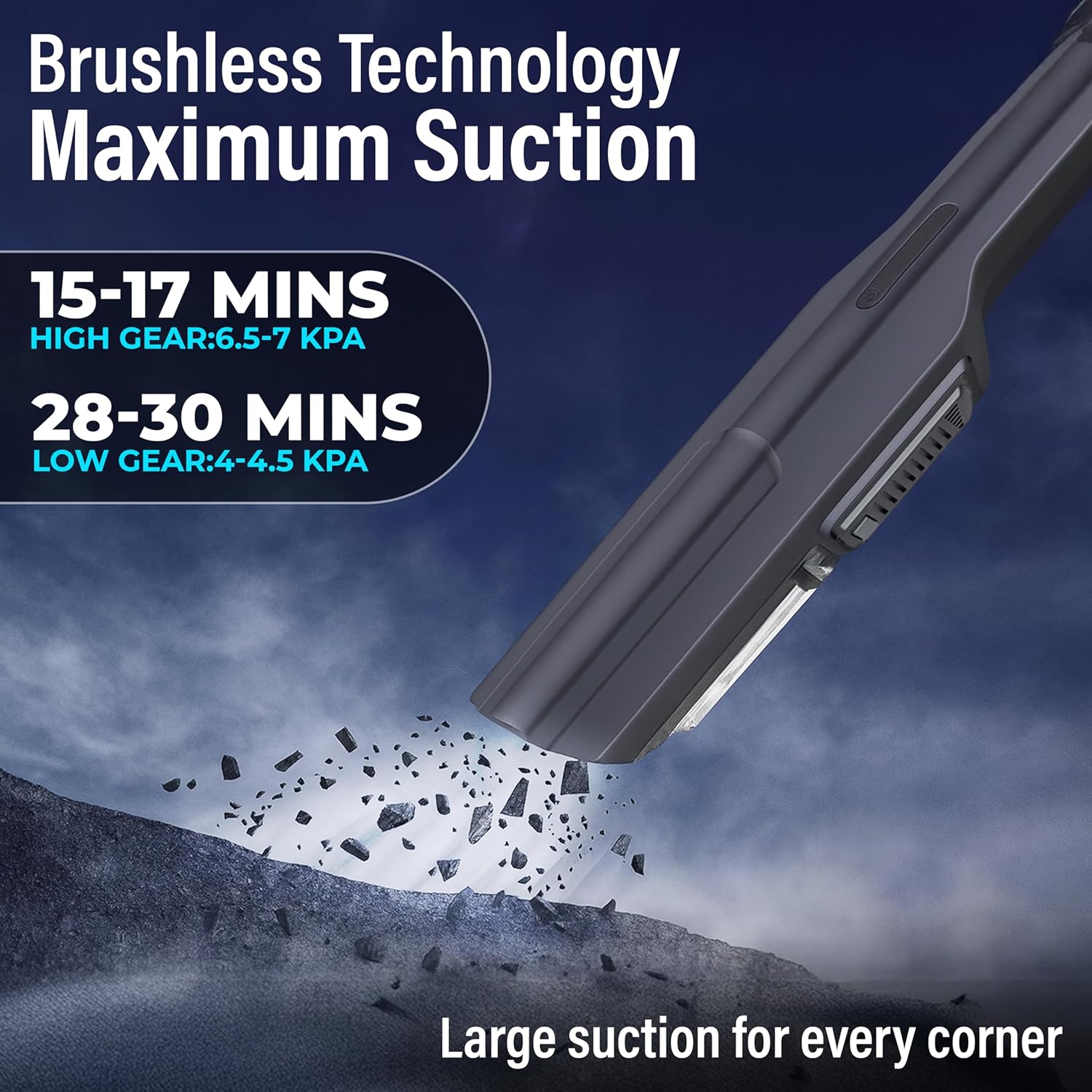 EcoNour Handheld Vacuum Cleaner, Cordless Car Vacuum Cleaner, with Multiple Brush Heads High Power Hand Held Vacuum Cordless, for Office, Home Kitchen, Car,Pet Hair