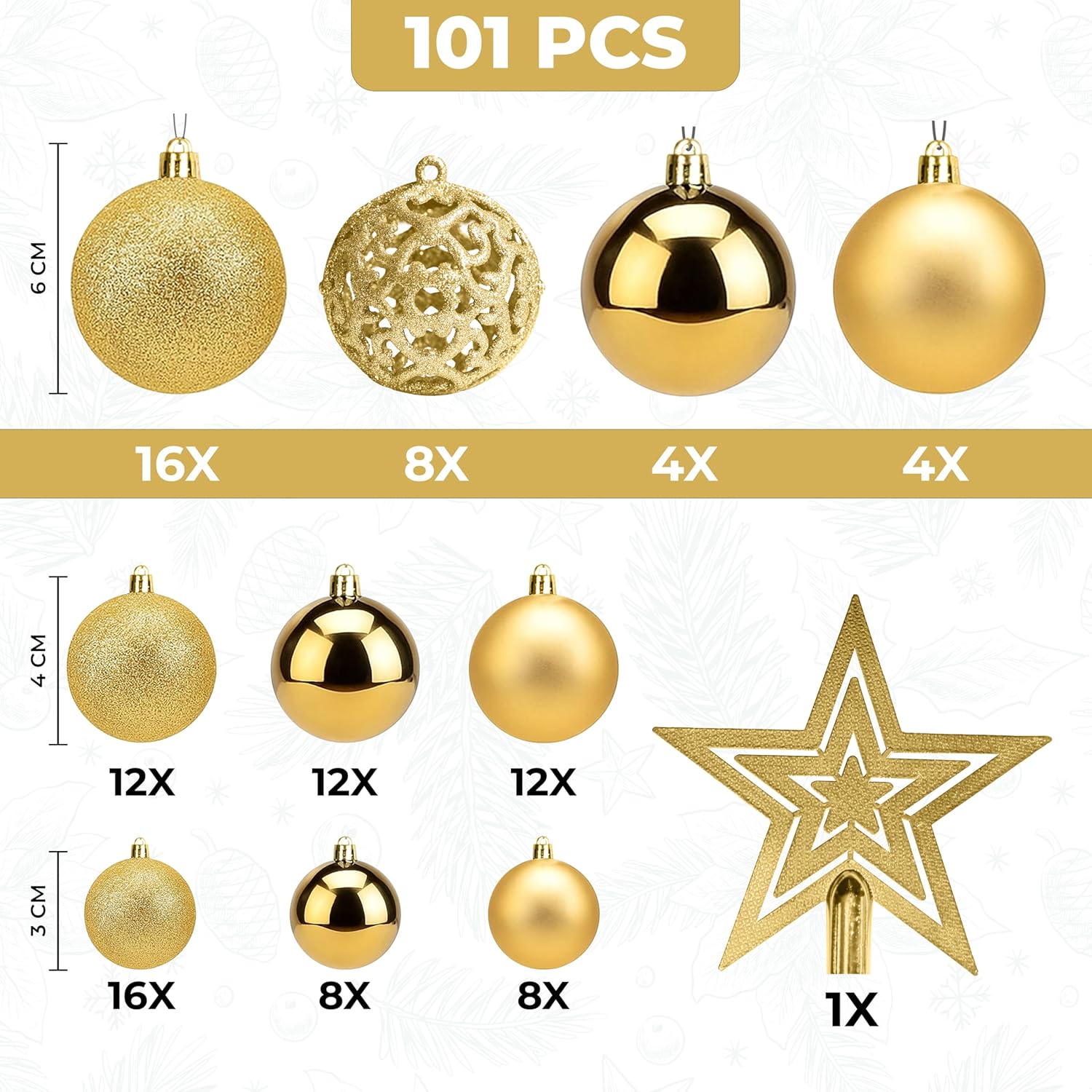 Christmas Tree Baubles 100Pcs Gold – Shatterproof Xmas Ornaments Balls Set for Christmas Decorations & Christmas Tree Decor