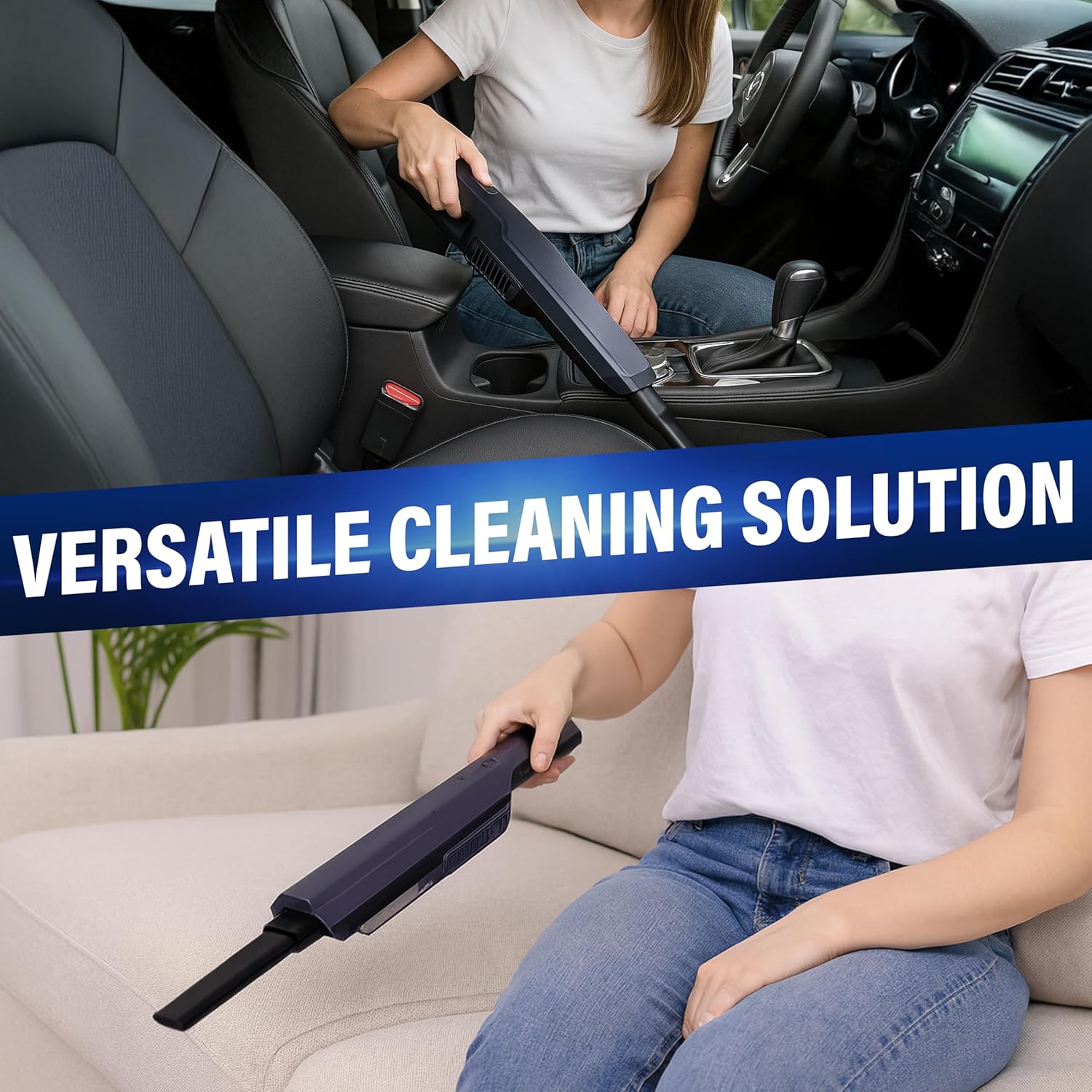 EcoNour Handheld Vacuum Cleaner, Cordless Car Vacuum Cleaner, with Multiple Brush Heads High Power Hand Held Vacuum Cordless, for Office, Home Kitchen, Car,Pet Hair