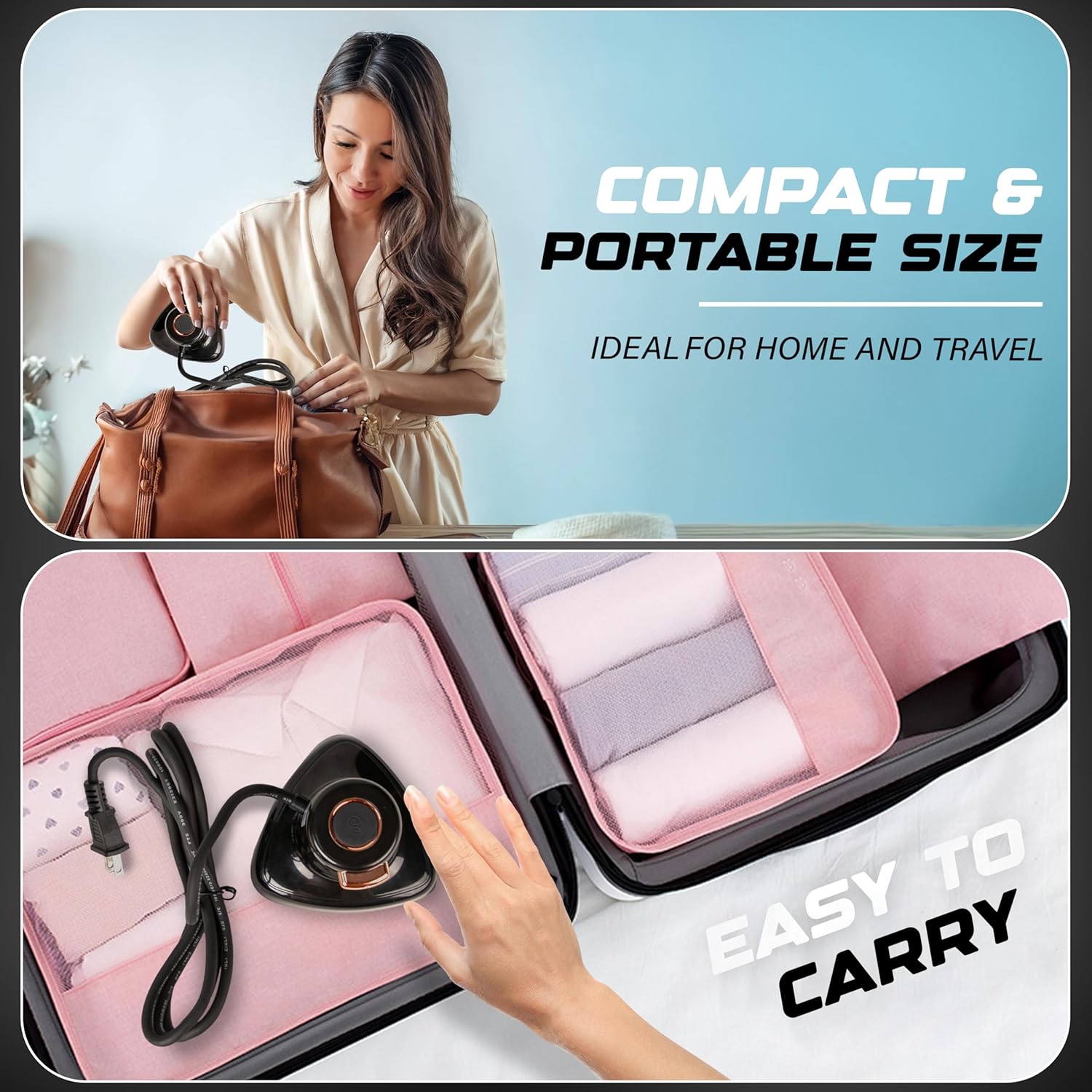 Econour Travel Mini Steam Iron for Clothes, Crafting, Quilting & Sewing - Portable Handheld Steamer With Safety Gloves and Storage Pouch