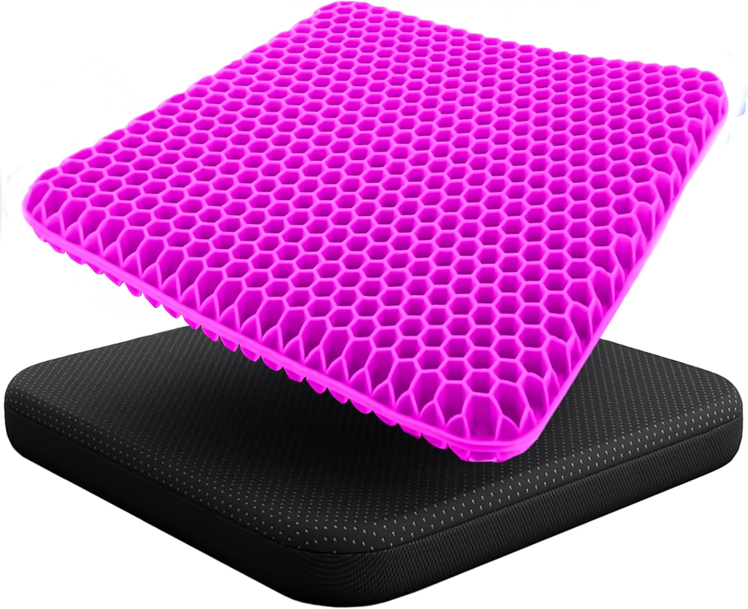 EcoNour Gel Seat Cushion for Pain Relief - Rose Red | Removable Double-Layer Honeycomb Design for Tailbone & Sciatica Relief | Durable, Breathable & Washable Cover Cushion for Office, Car & Wheelchair