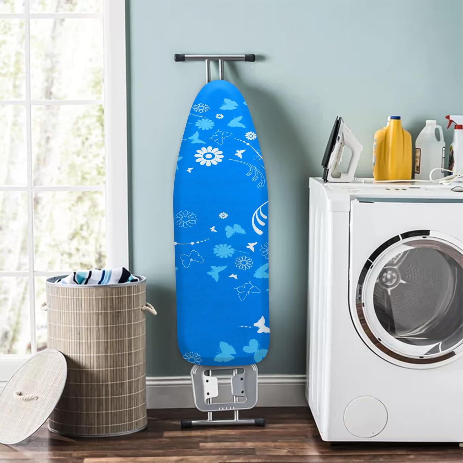 EcoNour Ironing Board Covers 124 x 38 cm Extra Thick 7mm Padding, 100% Cotton Top Covers Easy-Fit for Protecting Ironing Board Cover Complete Set with 4 Strings - Large