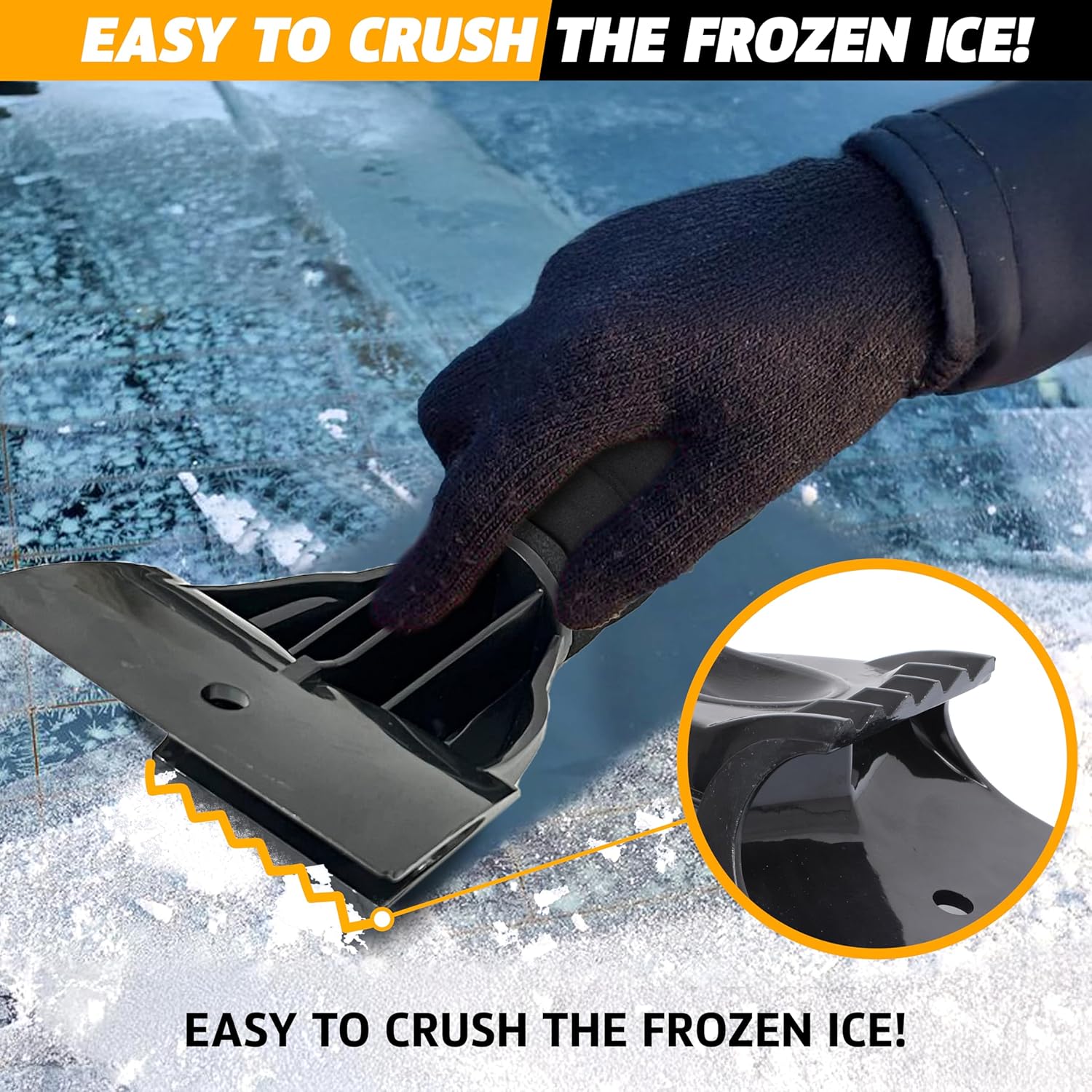 EcoNour Ice Scraper for Car Windscreen (1 Pack) | Window Snow Scraper for Car to Remove Snow, Frost, and Ice | Portable Snow Removal Tool with Foam Handle, Perfect Grip, Scratch-Free