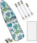 EcoNour Ironing Board Covers 124 x 38 cm Extra Thick 7mm Padding, 100% Cotton Top Covers Easy-Fit for Protecting Ironing Board Cover Complete Set with 4 Strings and Scorch Resistant Padding - Large