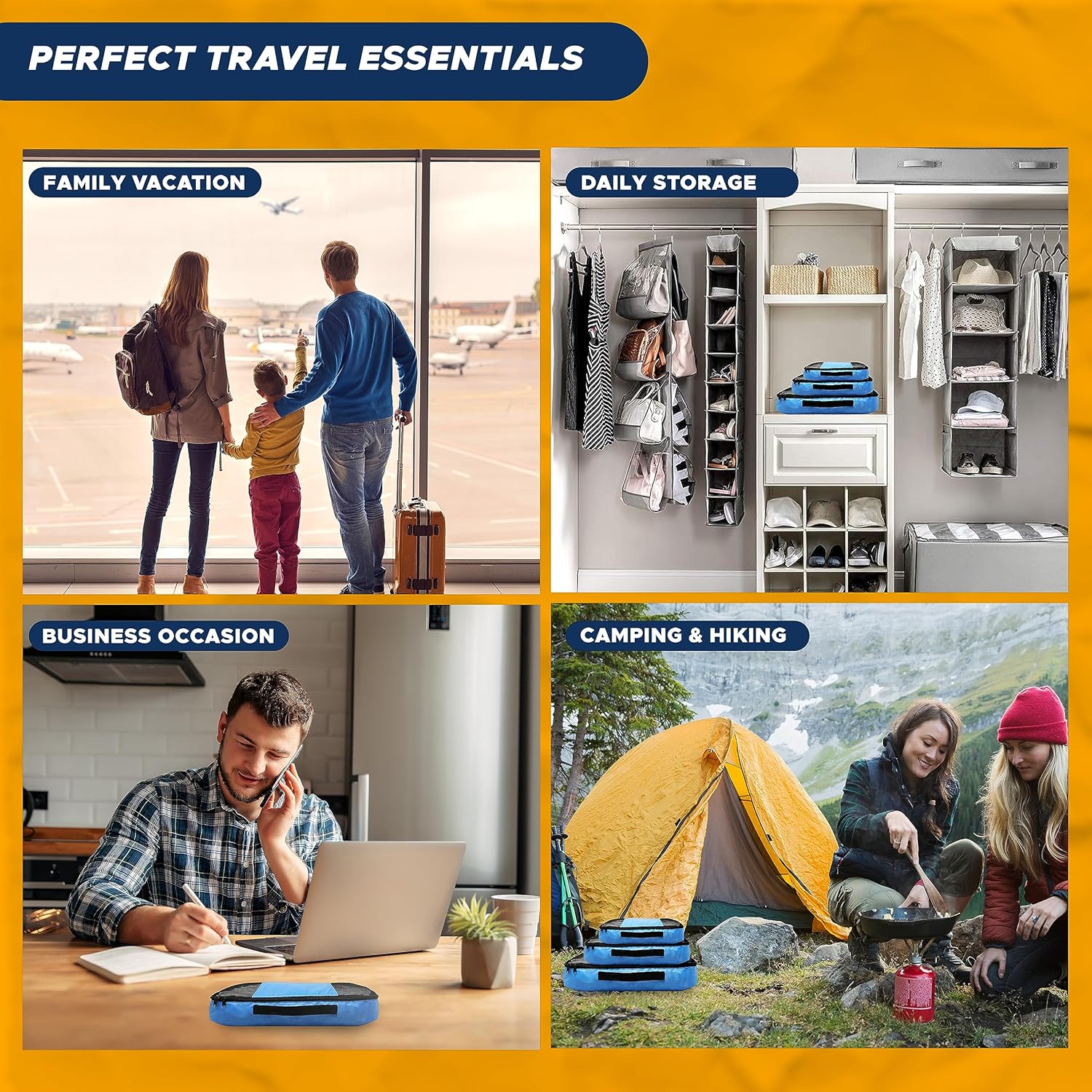EcoNour Packing Cubes for Suitcase (Pack of 6) | Travel Luggage Organiser Set, Travel Cubes, Suitcase Organiser bags | Lightweight Packing Cubes for Travel, (1x XL / 2x L / 2x M / 1x S) Blue