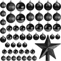 EcoNour Christmas Tree Baubles 50Pcs Black – Shatterproof Xmas Ornaments Balls Set for Christmas Decorations & Christmas Tree Decor