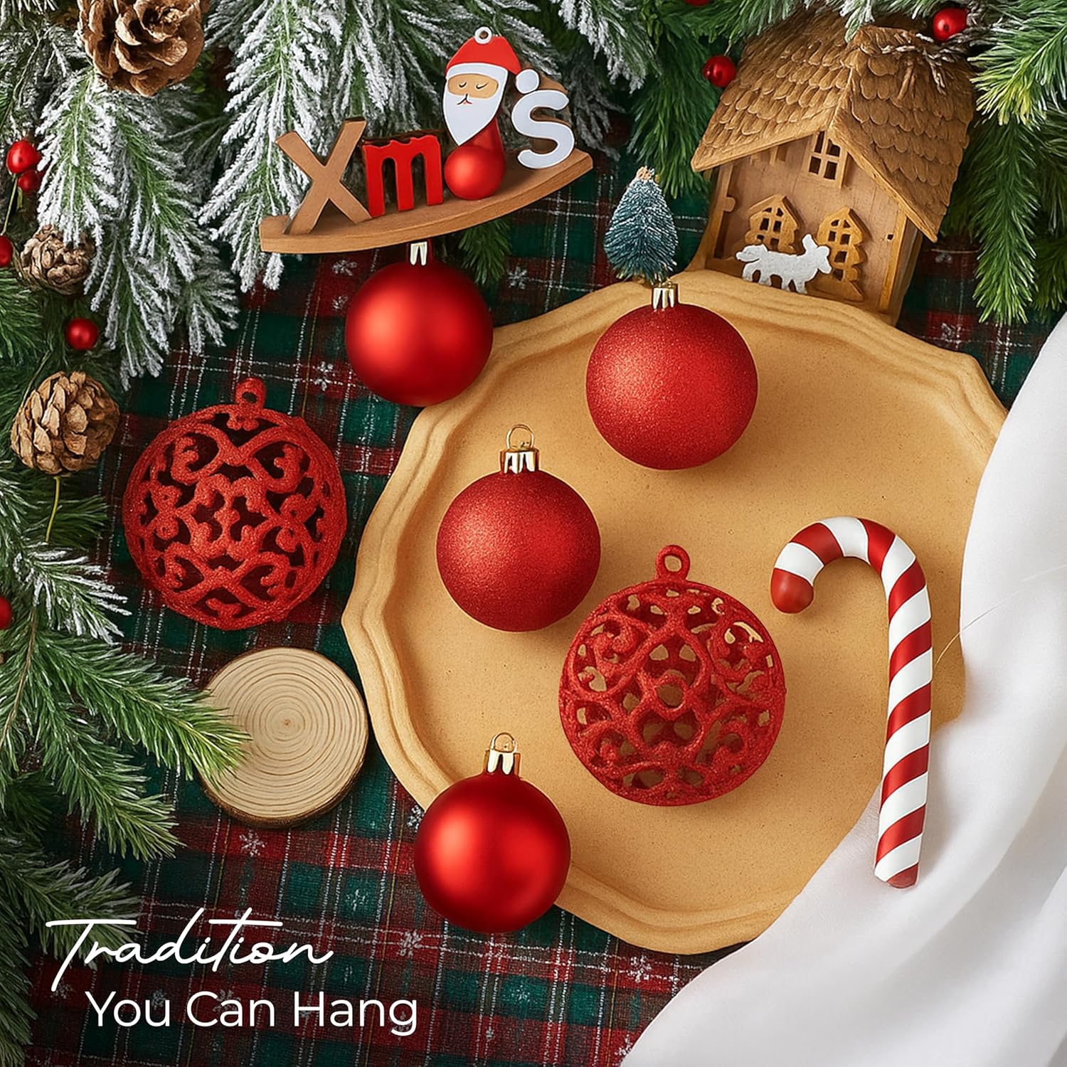 Christmas Tree Baubles 100Pcs Red – Shatterproof Xmas Ornaments Balls Set for Christmas Decorations & Christmas Tree Decor