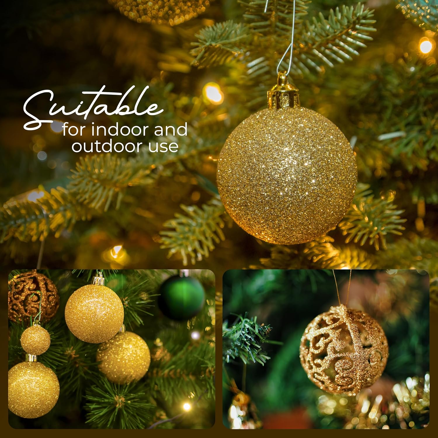 Christmas Tree Baubles 100Pcs Gold – Shatterproof Xmas Ornaments Balls Set for Christmas Decorations & Christmas Tree Decor