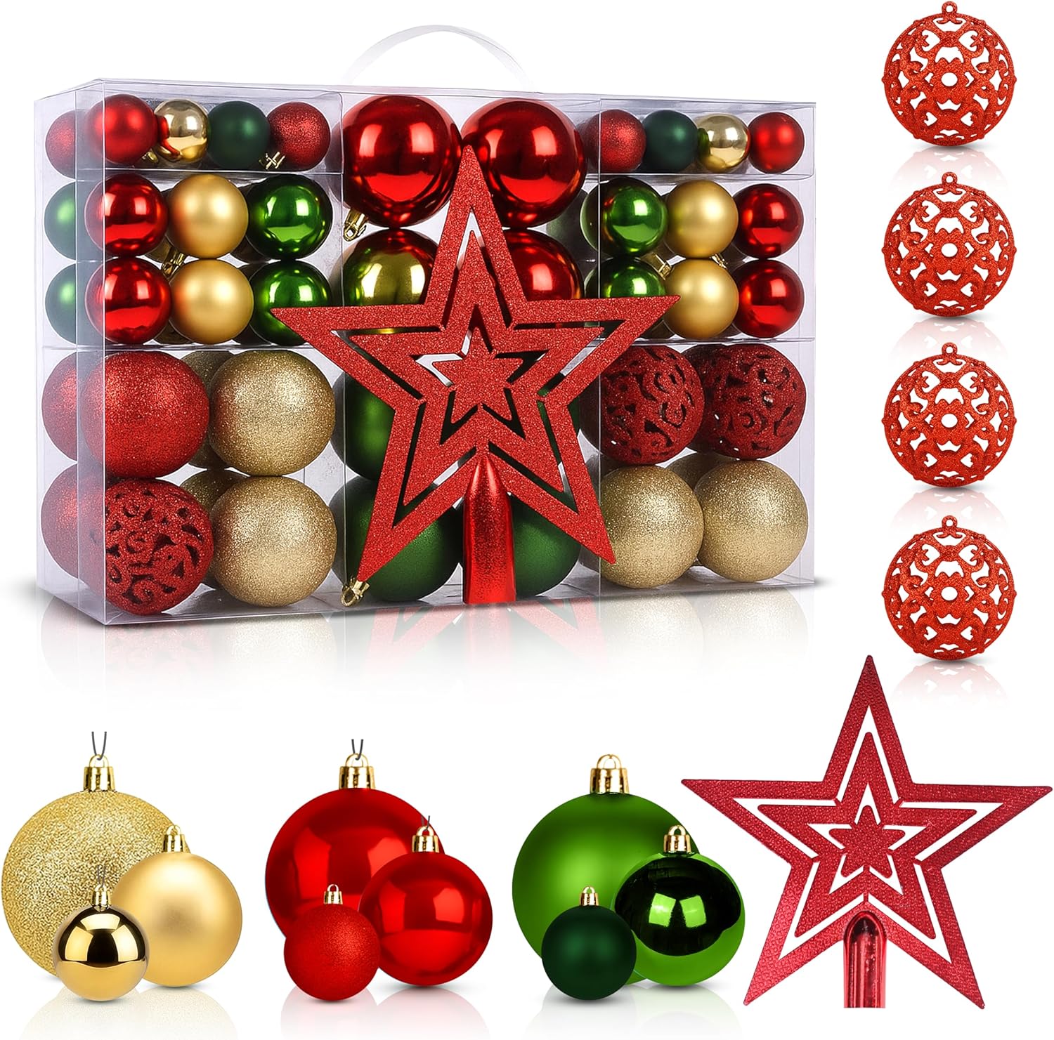 Christmas Tree Baubles 100Pcs MultiColor – Shatterproof Xmas Ornaments Balls Set for Christmas Decorations & Christmas Tree Décor