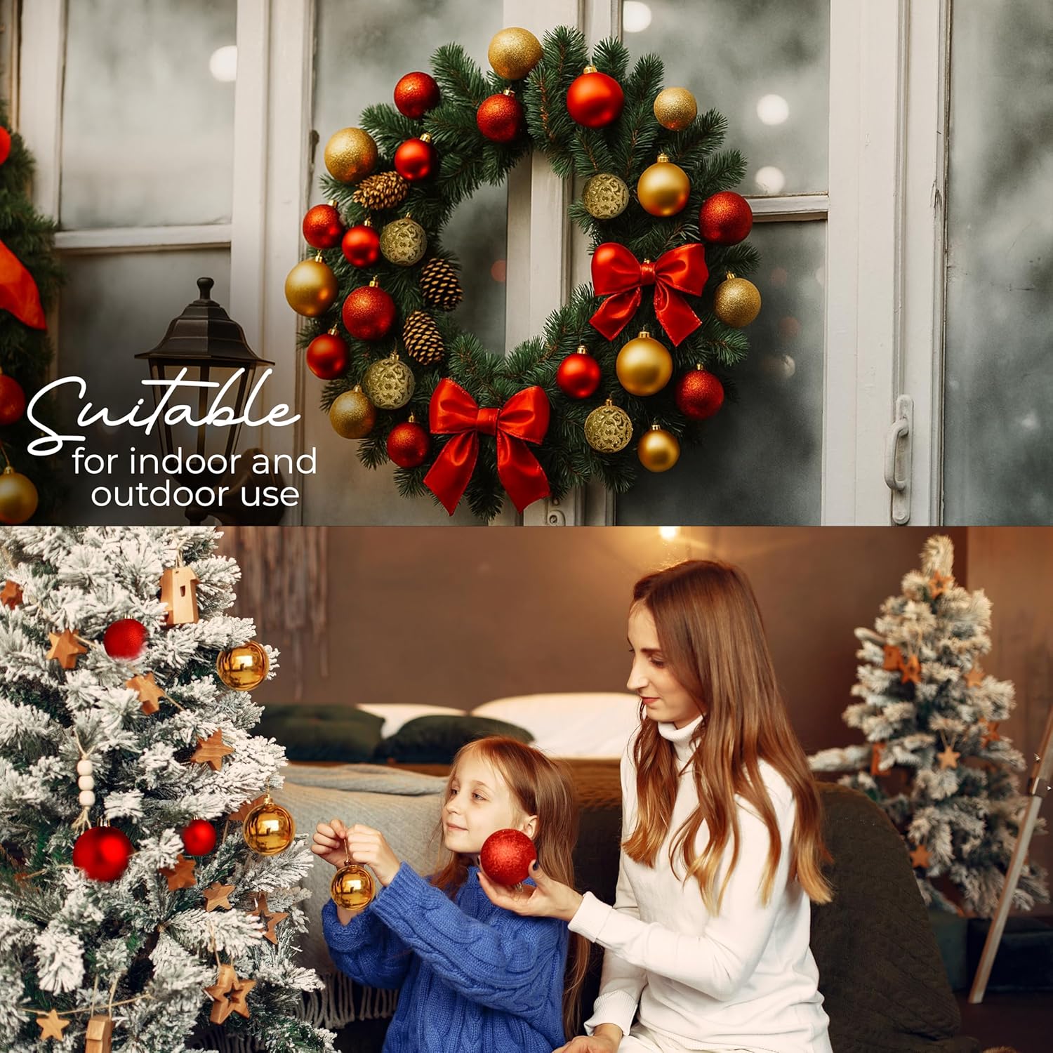 Christmas Tree Baubles 100Pcs Red & Gold – Shatterproof Xmas Ornaments Balls Set for Christmas Decorations & Christmas Tree Decor