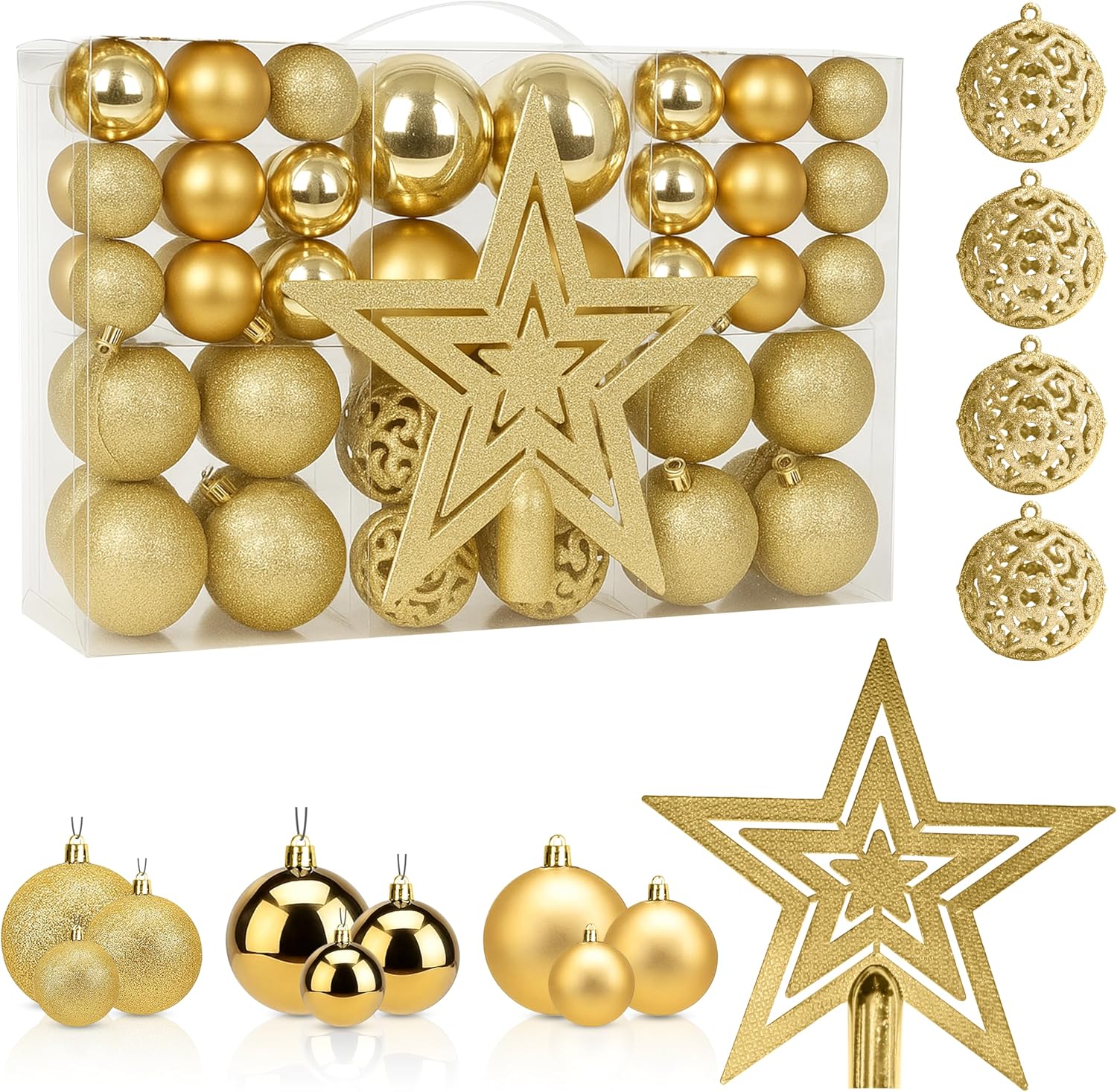 Christmas Tree Baubles 100Pcs Gold – Shatterproof Xmas Ornaments Balls Set for Christmas Decorations & Christmas Tree Decor