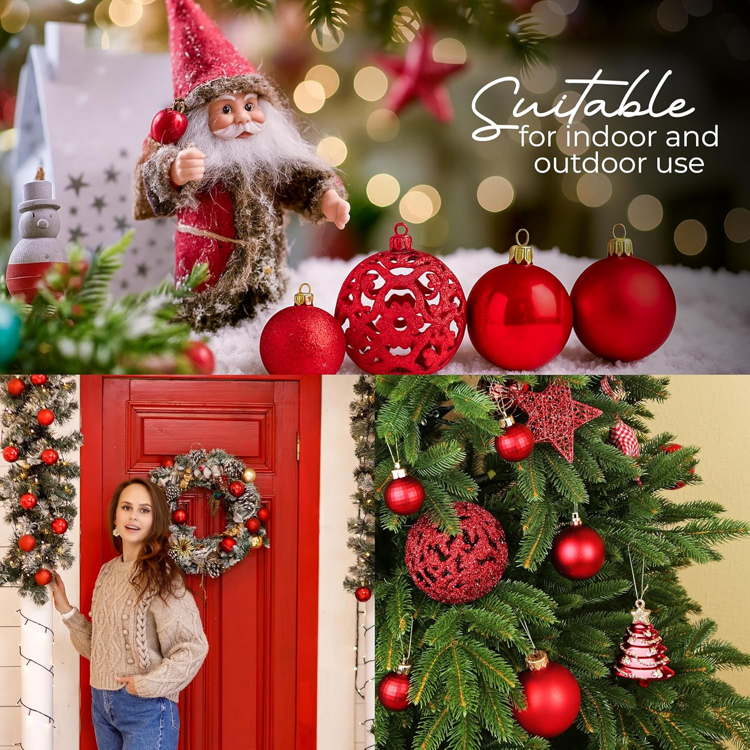 Christmas Tree Baubles 100Pcs Red – Shatterproof Xmas Ornaments Balls Set for Christmas Decorations & Christmas Tree Decor