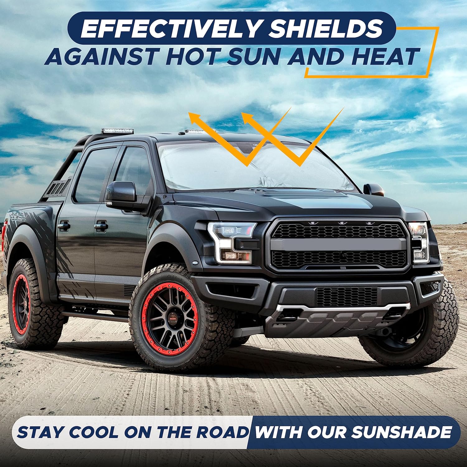 EcoNour Car Shade Front Windshield | Windshield Dash Protector for Maximum UV Rays and Sun Heat Protection | Sun Visor Car Interior Accessory for Cooler Interior | X-Large (69 x 35 inches)