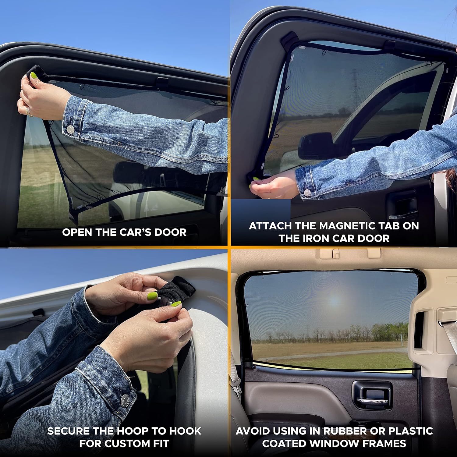 EcoNour Magnetic Stretch to Fit Sunshade - 1 Pack (66.8 x 34.7 cm) | Baby Car Window Shades Offers Complete Protection from Sun Glare and UV Rays | Side Window Shade Keeps Car Cooler