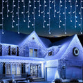 EcoNour Icicle Lights Outdoor Christmas Lights 240 LED 7.5M Cool White Decorations String Fairy Lights with Timer for Xmas Garden & Party | Mains Powered Clear Cable